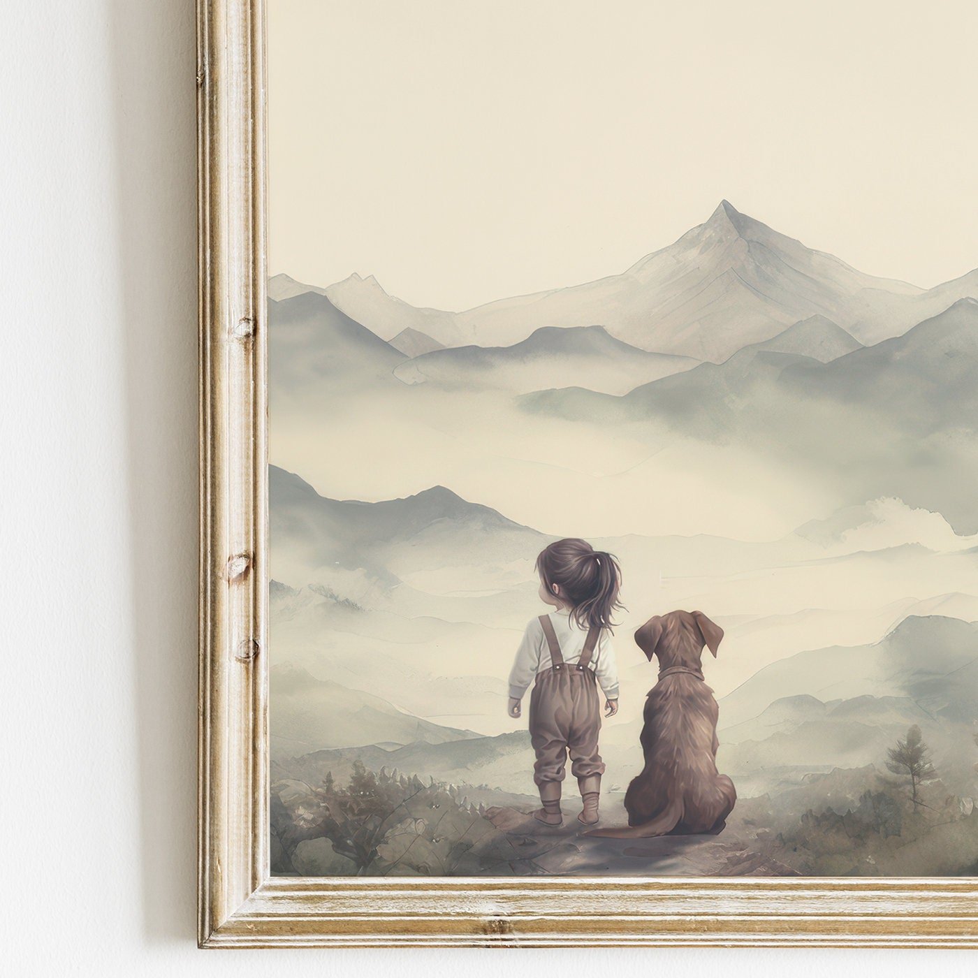 Labrador Nursery Art, Girl & Dog Decor, Cute Puppy Wall Print - WildfieldPrints
