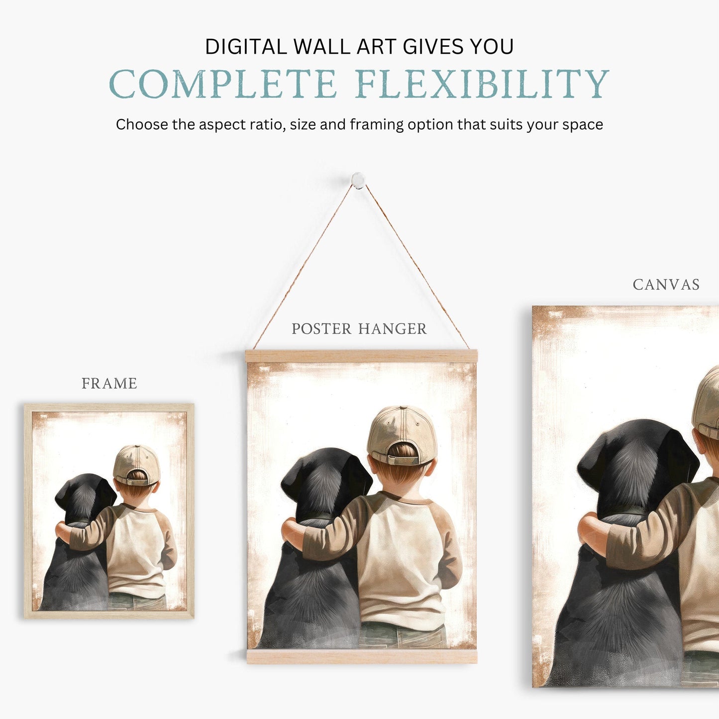 Labrador Nursery Decor, Boy & Dog Art, Black Lab Wall Print - WildfieldPrints