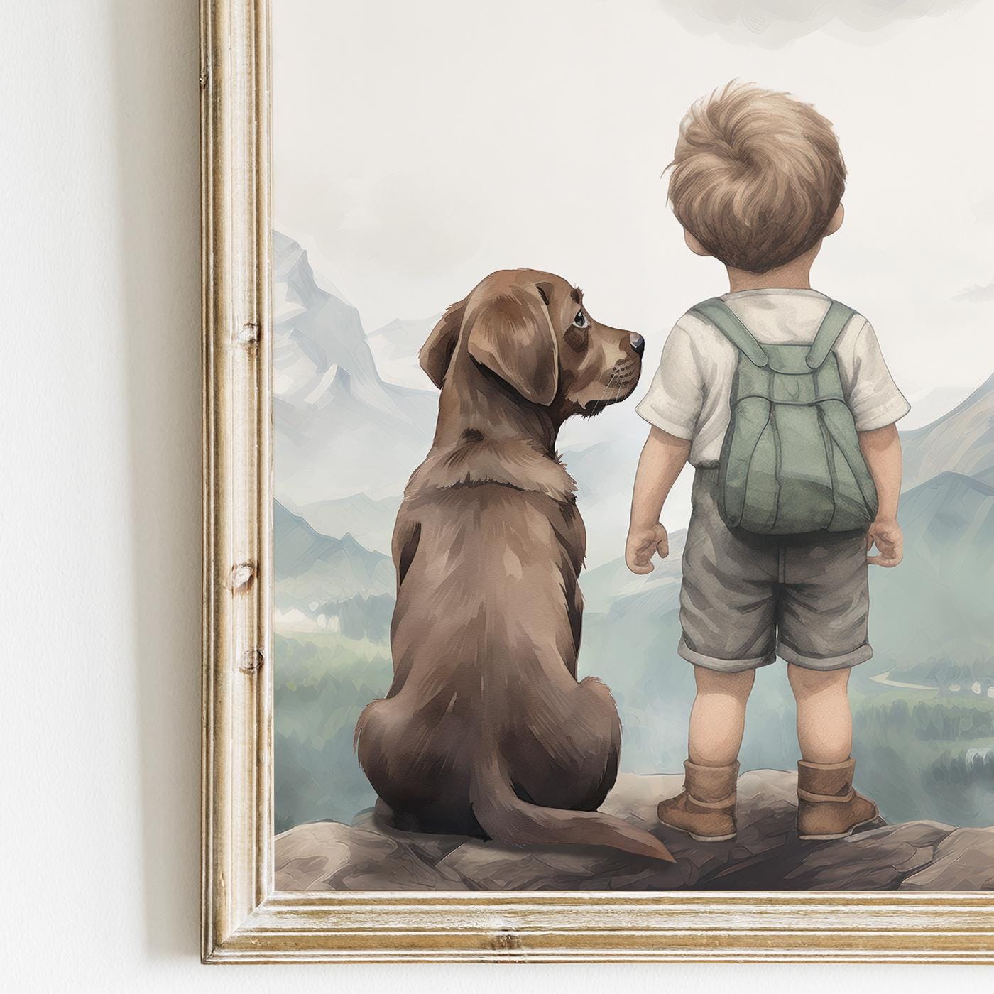 Labrador Nursery Decor, Boy & Dog Art, Brown Retriever Wall Decor - WildfieldPrints