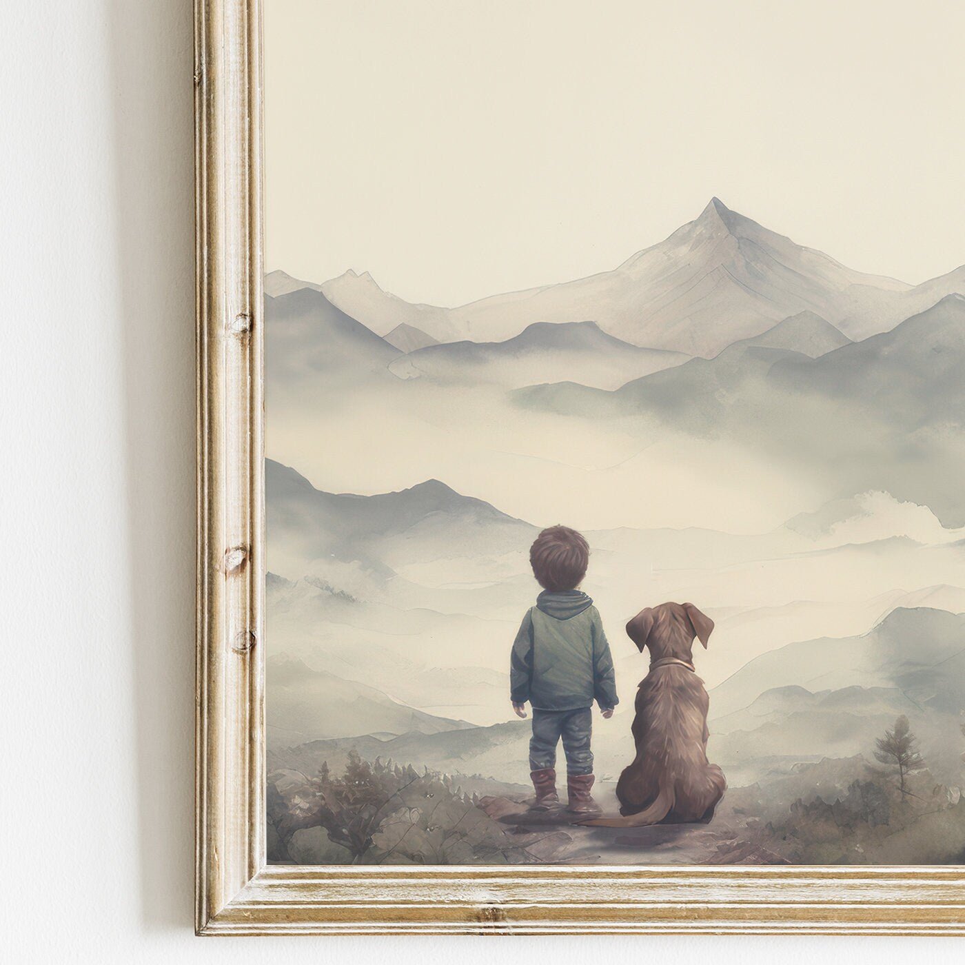Labrador Nursery Decor, Boy & Dog Art, Dog Nursery Art, Brown Labrador Retriever Print, Labrador Painting, Printable Dog Decor for Kids - My Store