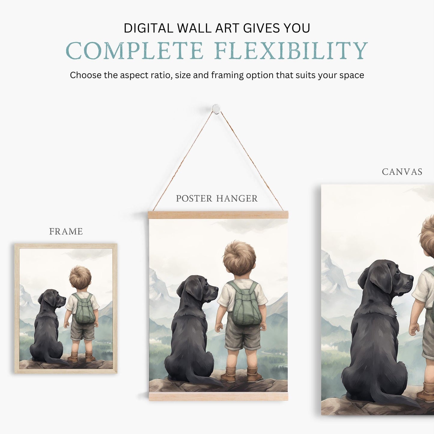 Labrador Nursery Decor, Boy & Dog Print, Black Labrador Retriever Print, Dog Nursery Wall Decor, Boys Room, Puppy Nursery,Printable Kids Art - My Store