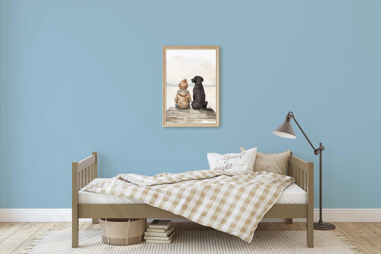 Labrador Nursery Decor, Boy & Labrador Art, Black Retriever Print - WildfieldPrints