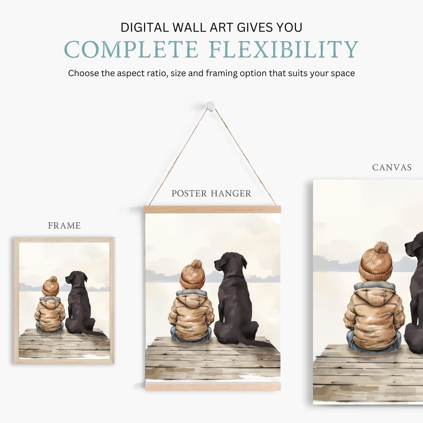 Labrador Nursery Decor, Boy & Labrador Art, Black Retriever Print - WildfieldPrints