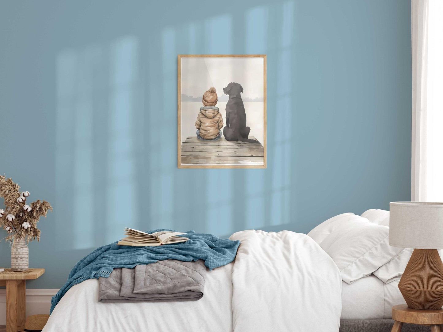 Labrador Nursery Decor, Boy & Labrador Art, Black Retriever Print - WildfieldPrints