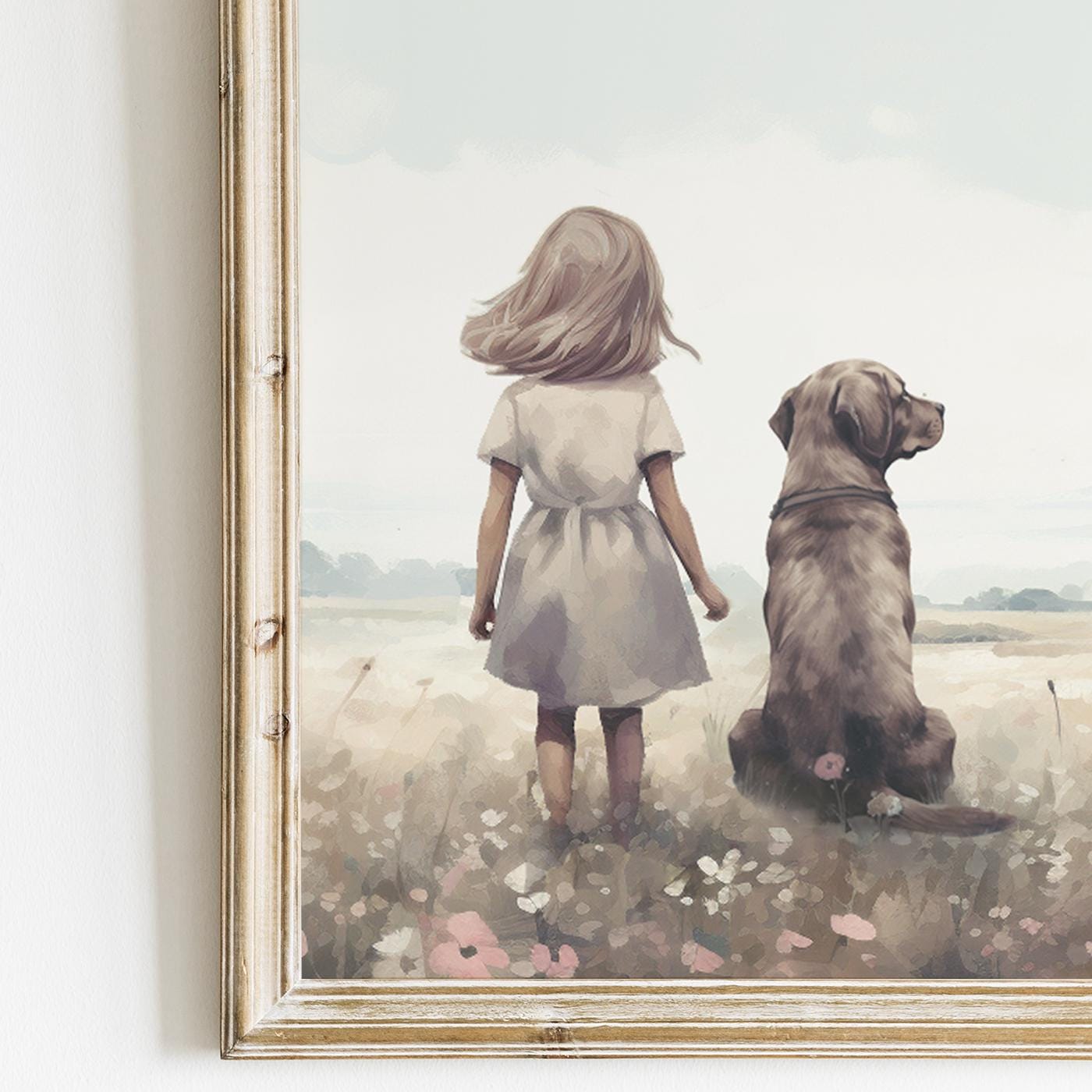 Labrador Nursery Decor, Brown Dog Wall Art, Kids Room Painting - WildfieldPrints