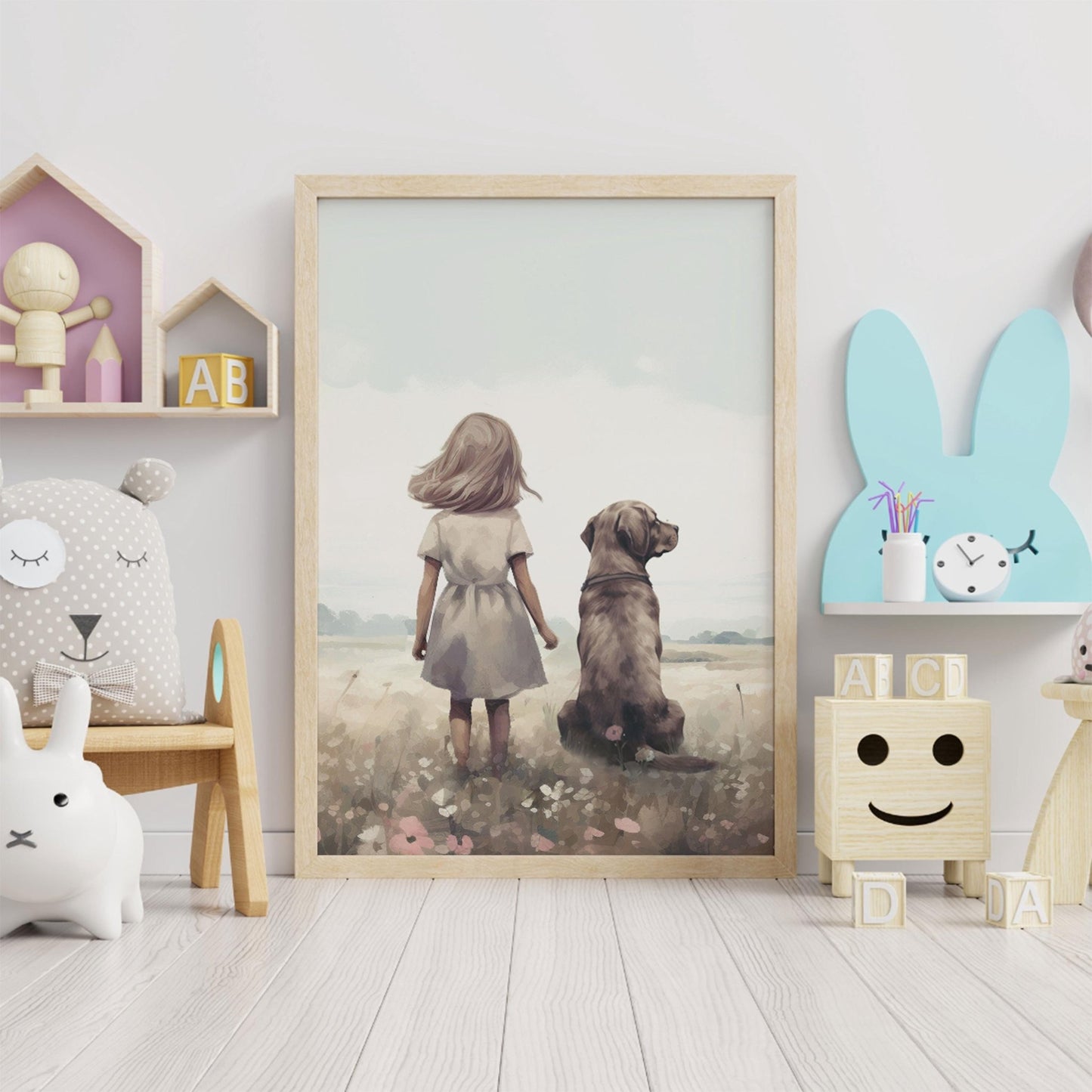 Labrador Nursery Decor, Brown Lab Art, Kids Room, Dog Wall Decor - WildfieldPrints