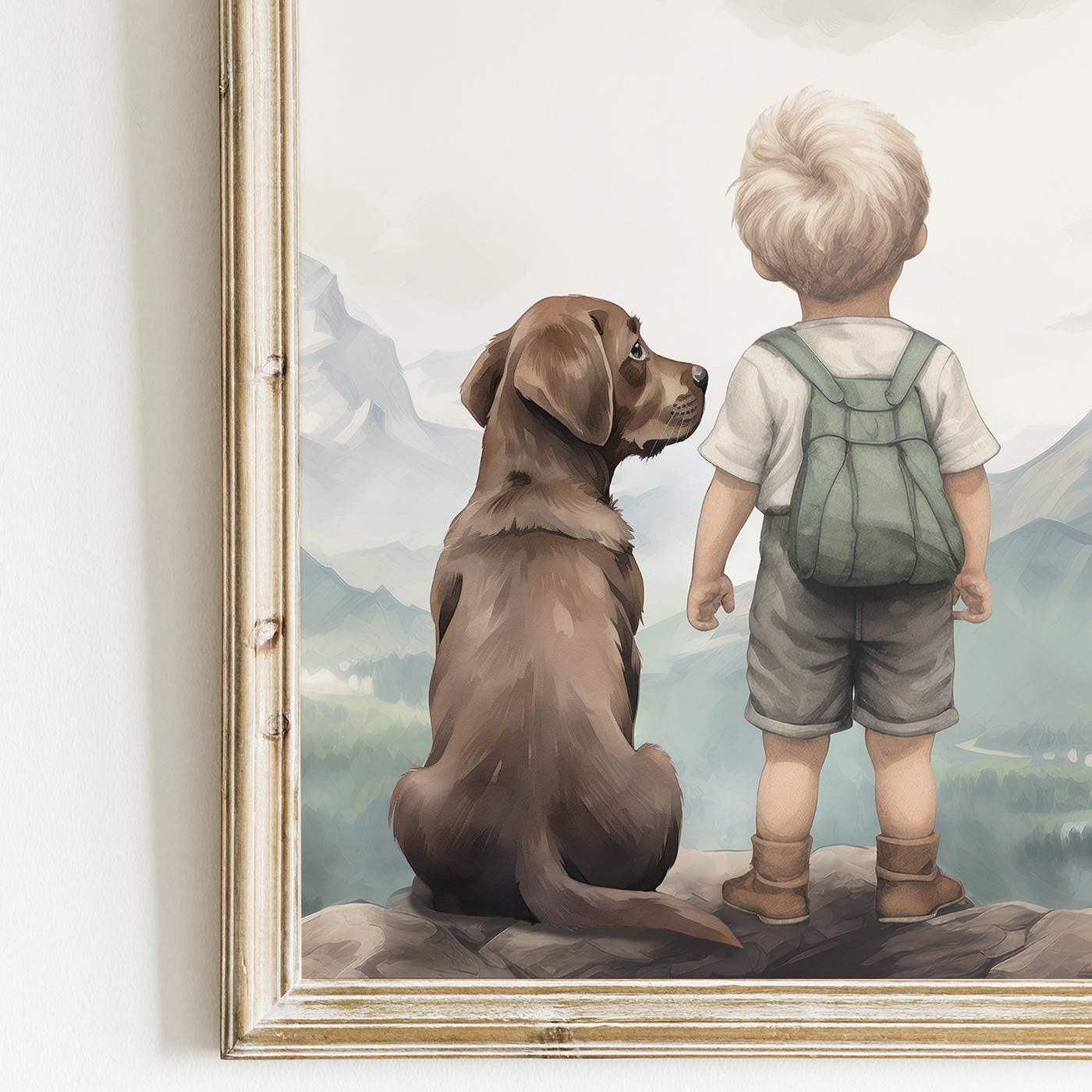 Labrador Nursery Decor, Brown Retriever Wall Art, Boy & Dog Print - WildfieldPrints