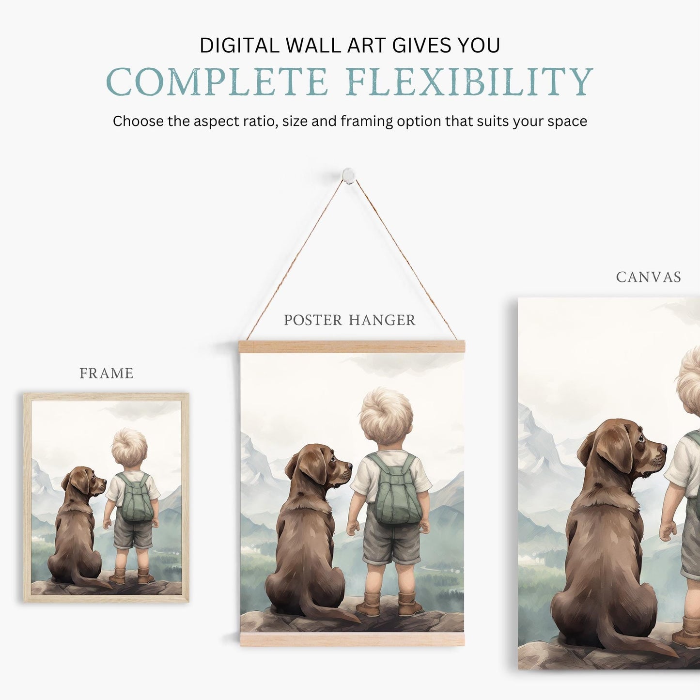 Labrador Nursery Decor, Brown Retriever Wall Art, Boy & Dog Print - WildfieldPrints