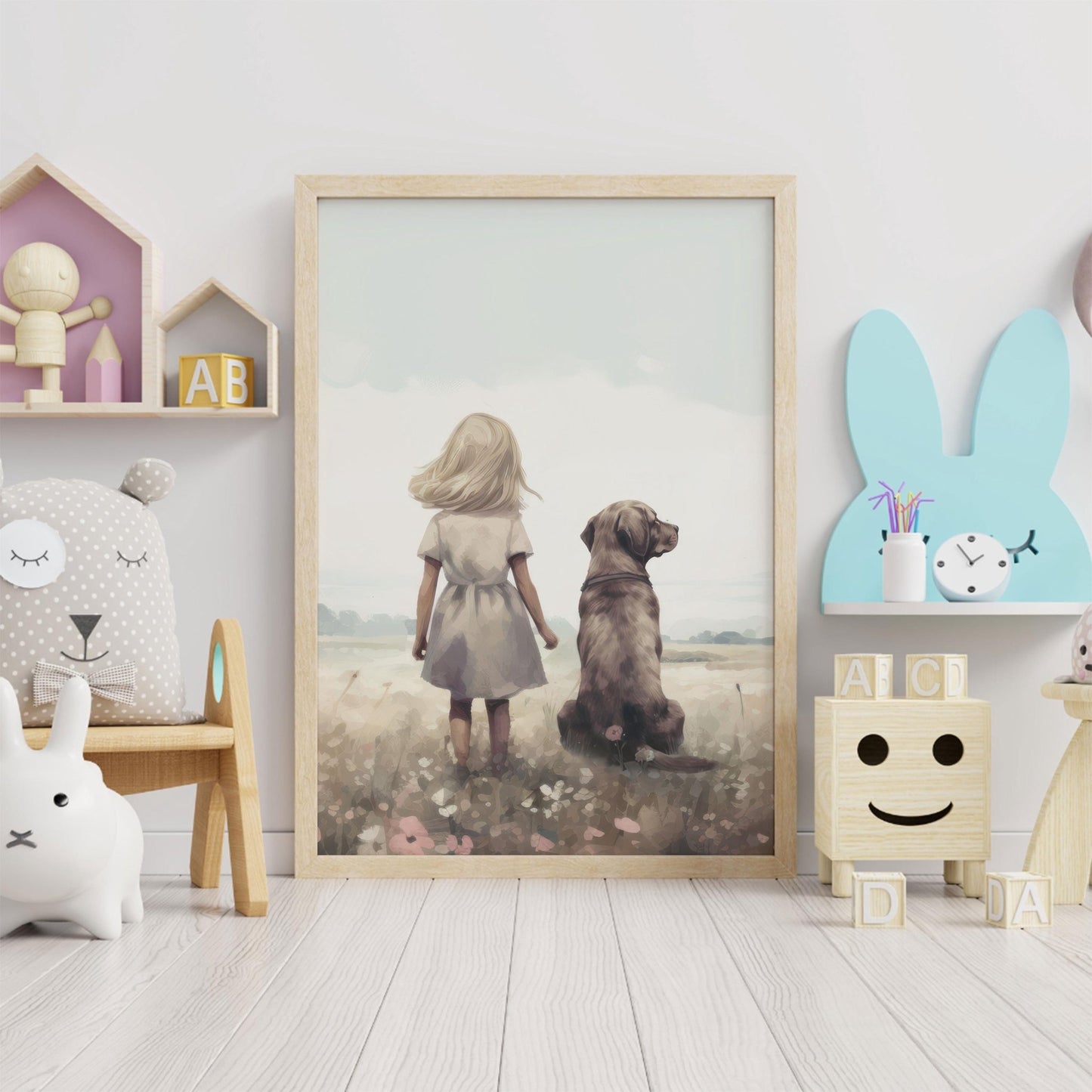 Labrador Nursery Decor, Cute Dog Art for Boys Room, Wall Print - WildfieldPrints