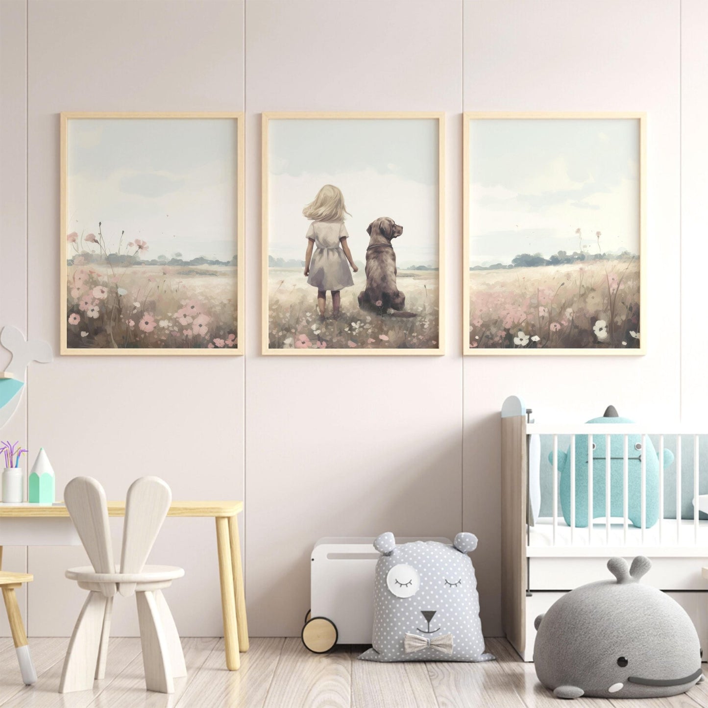 Labrador Nursery Decor, Dog Wall Art, Cute Puppy Painting - WildfieldPrints