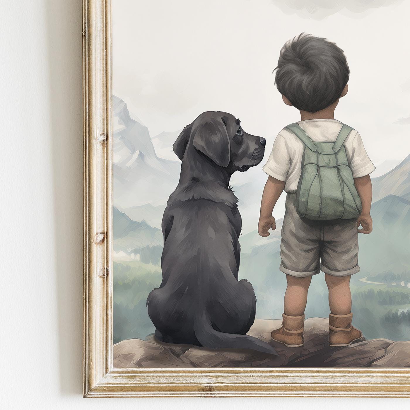 Labrador Nursery Decor for Boys, Black Lab Wall Art, Dog Paintings - WildfieldPrints