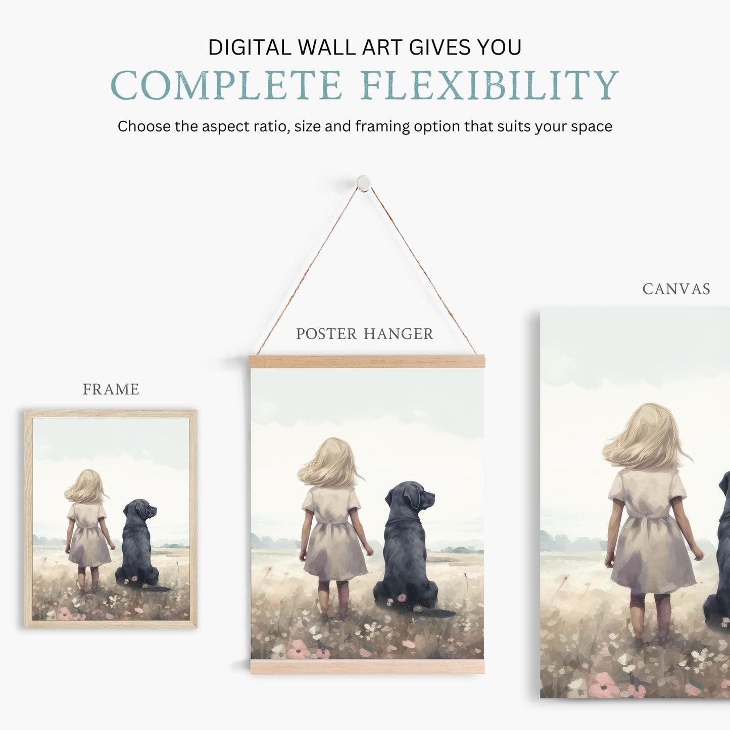 Labrador Nursery Decor, Girl & Dog Painting, Black Lab Wall Art - WildfieldPrints