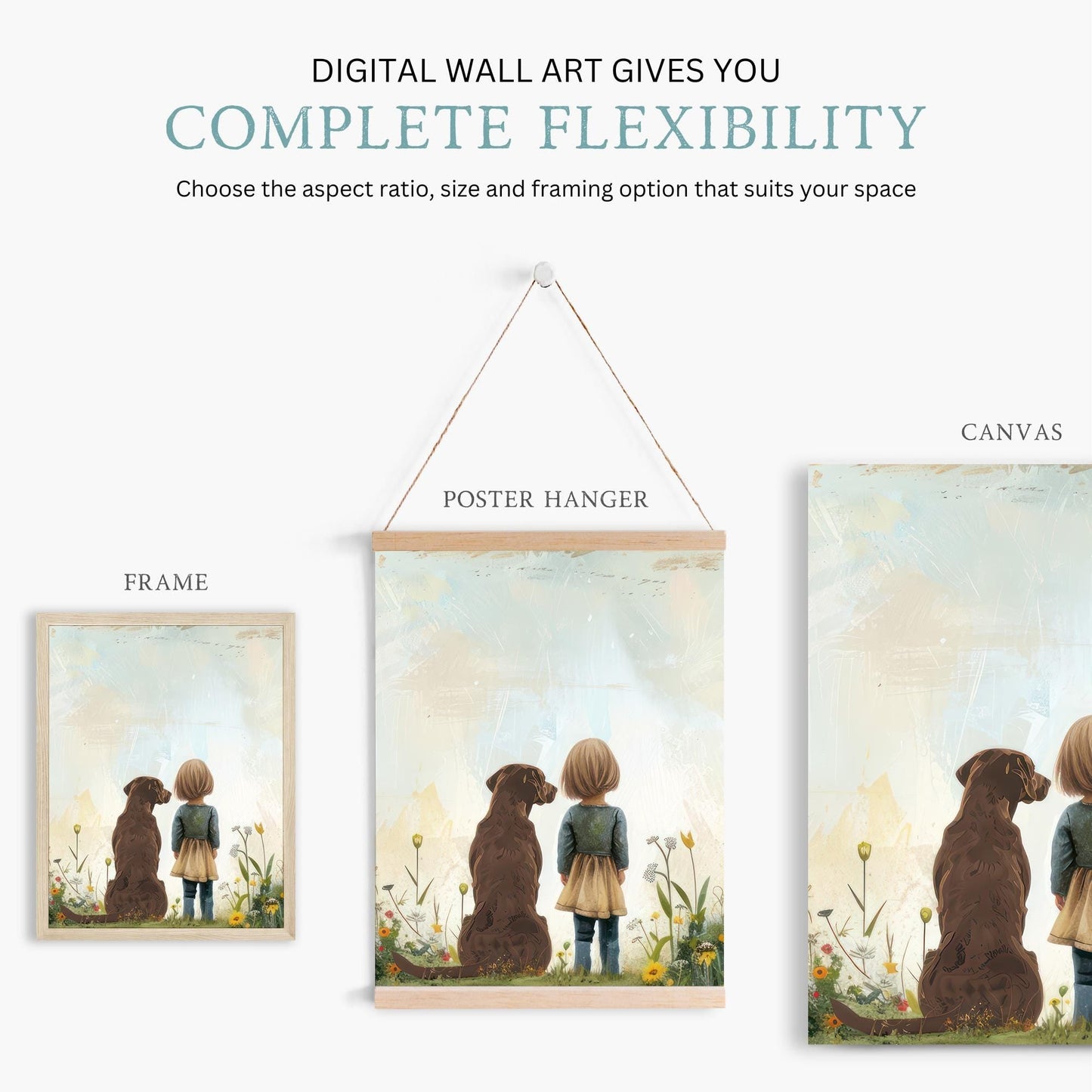 Labrador Nursery Decor, Girl & Dog Painting, Brown Lab Wall Art - WildfieldPrints