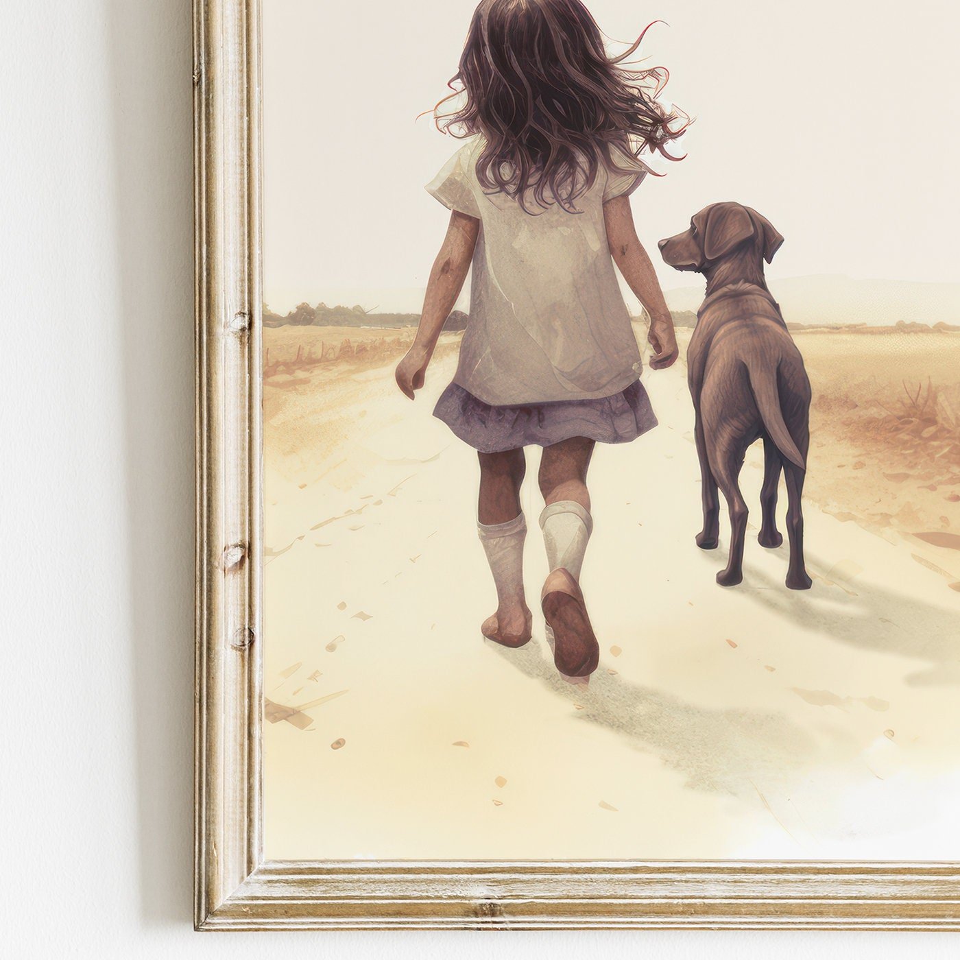Labrador Nursery Decor, Girl & Dog Painting, Puppy Wall Art - WildfieldPrints