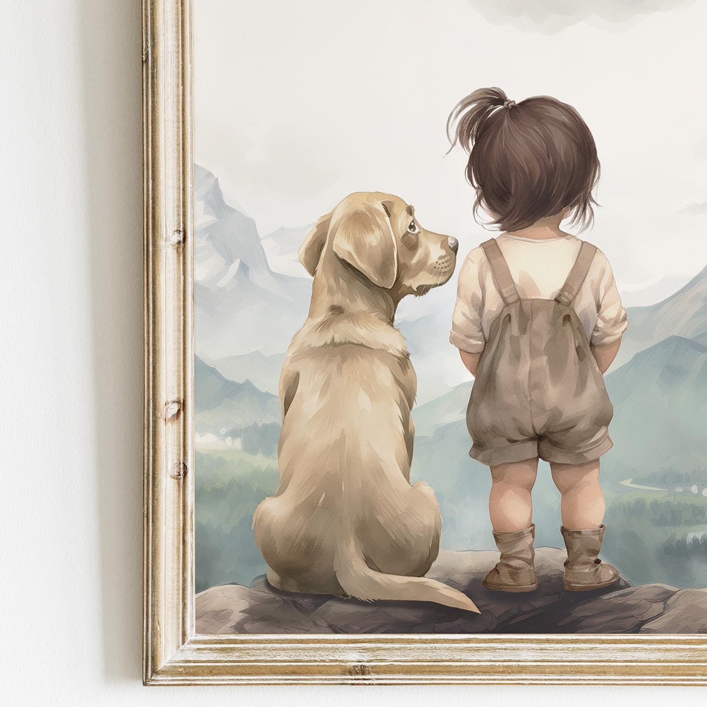 Labrador Nursery Decor, Yellow Lab Prints, Dog Nursery Art, Girl & Dog Painting, Set of 3, Labrador Wall Art, Printable Dog Wall Art Kids - My Store