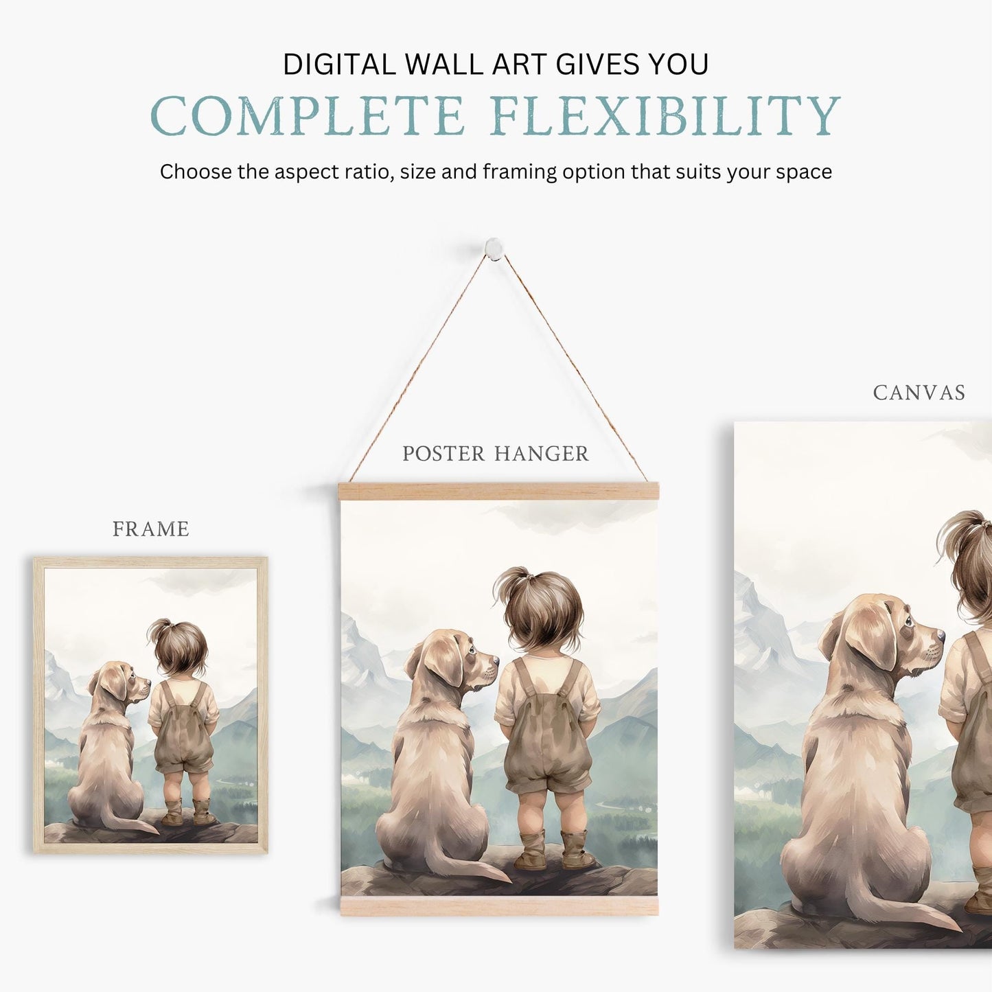 Labrador Nursery Decor, Yellow Lab Wall Art, Girl & Dog Painting - WildfieldPrints