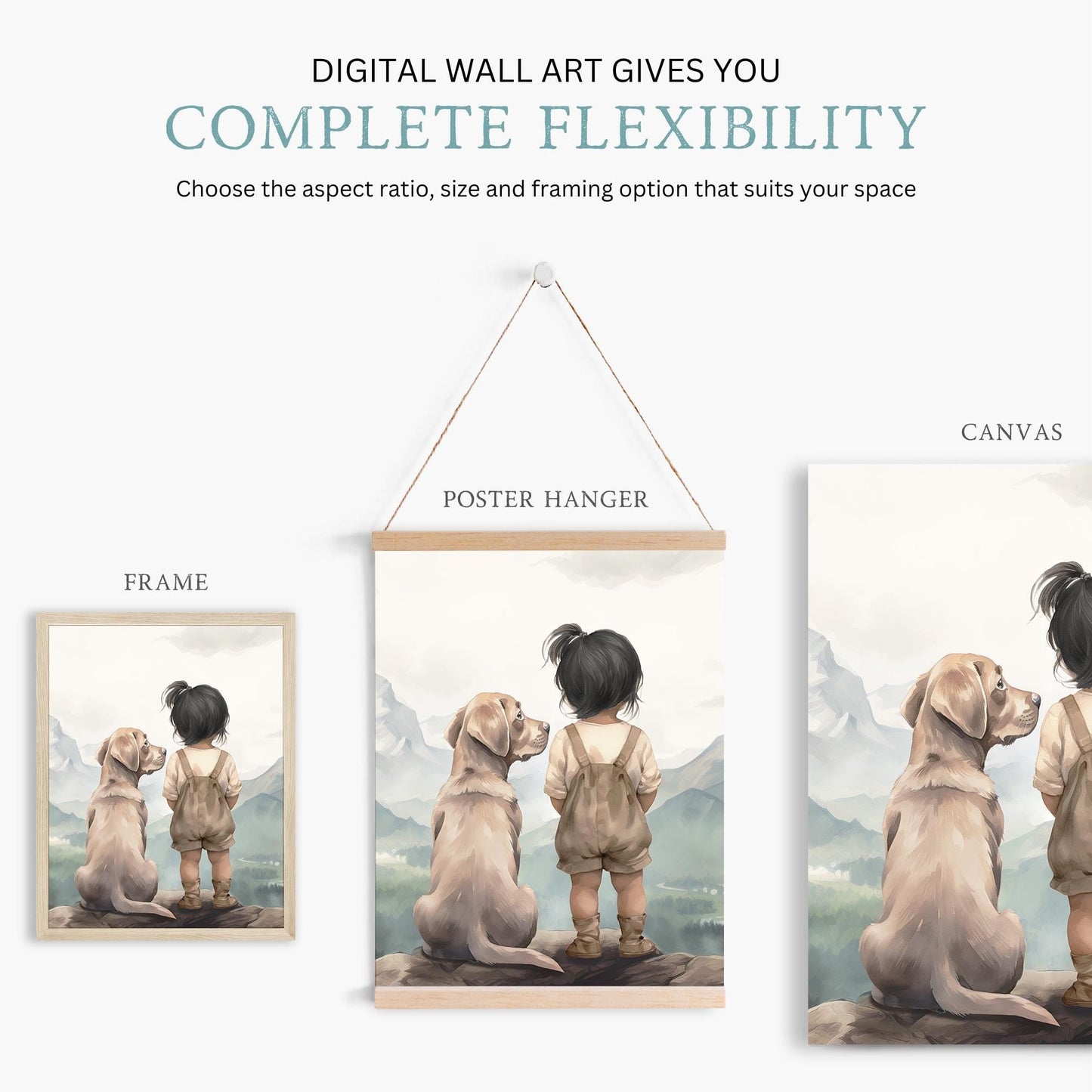 Labrador Nursery Decor, Yellow Lab Wall Art, Girl & Dog Paintings - WildfieldPrints