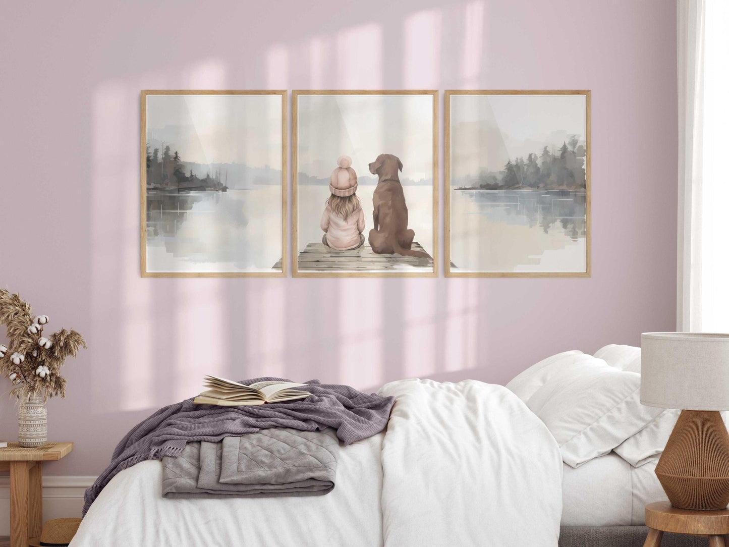 Labrador Nursery Print, Brown Lab Art, Girl & Dog Wall Decor - WildfieldPrints