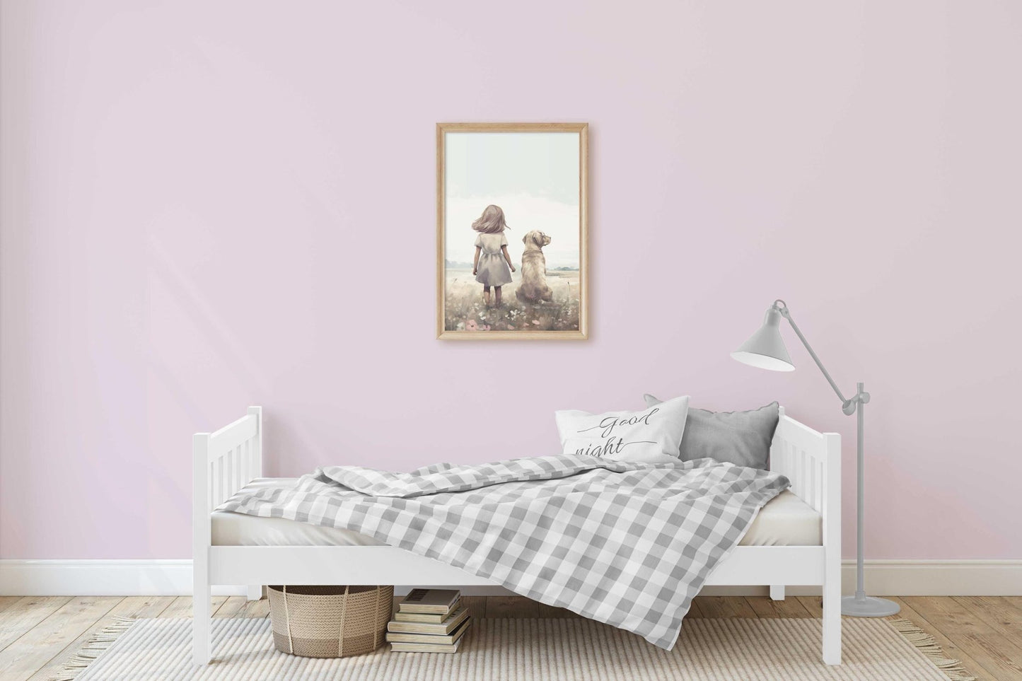 Labrador Nursery Print, Yellow Lab Wall Art, Girl & Dog Decor - WildfieldPrints