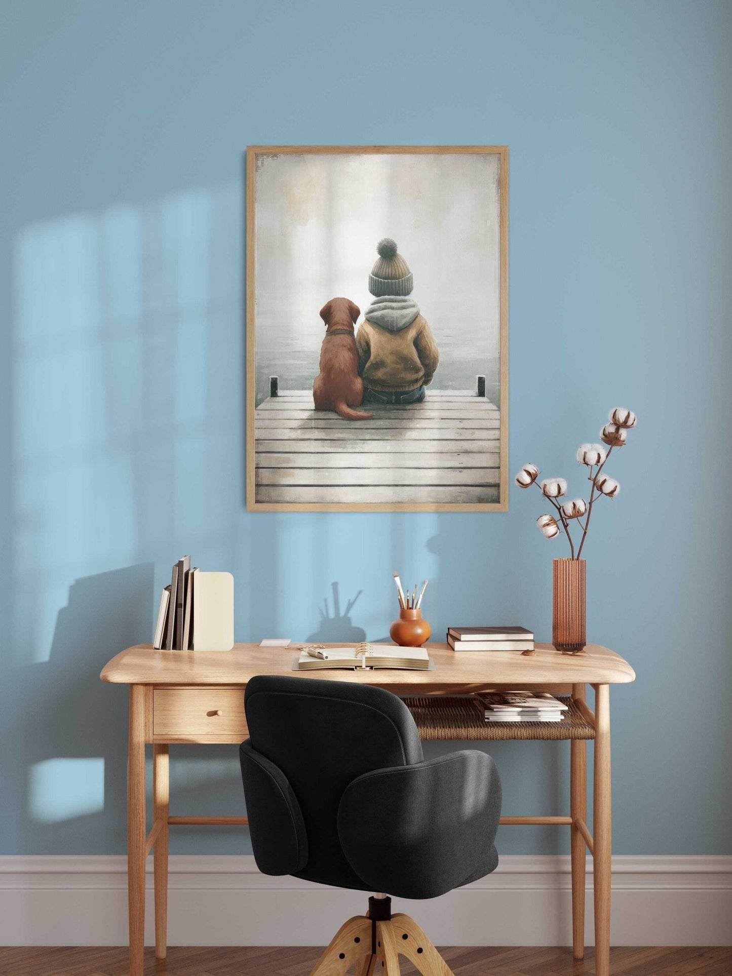 Labrador Nursery Prints, Boy and Dog Room Decor, Puppy Wall Art - WildfieldPrints