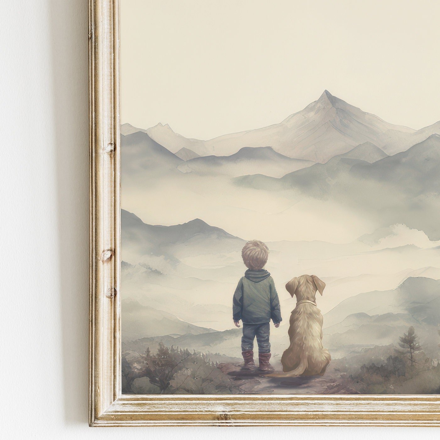 Labrador Nursery Prints, Boy & Dog Art, Nursery Wall Decor - WildfieldPrints