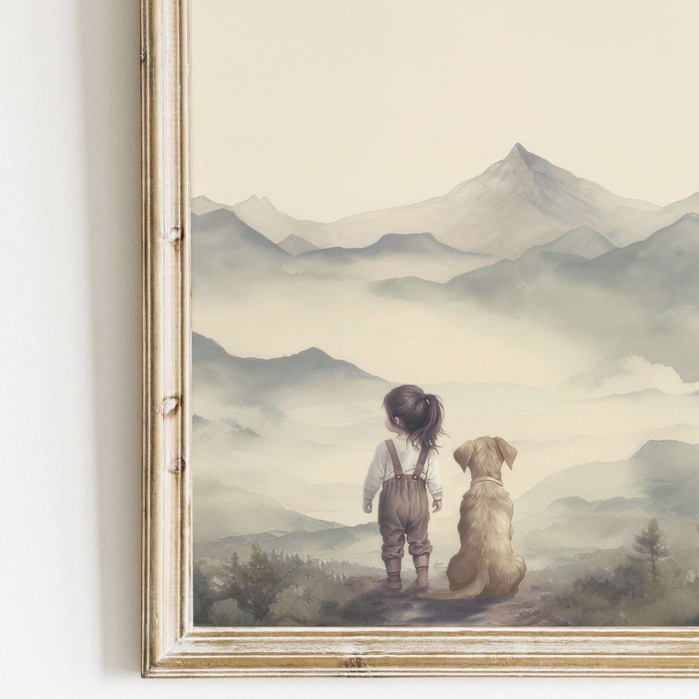 Labrador Nursery Prints, Girl & Dog Art, Puppy Room Decor - WildfieldPrints