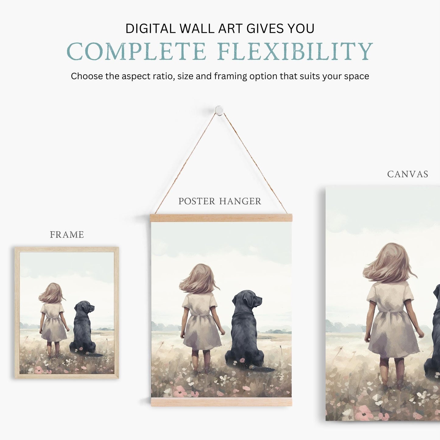Labrador Nursery Prints, Girl & Dog Artwork, Dog - Themed Room Decor - WildfieldPrints