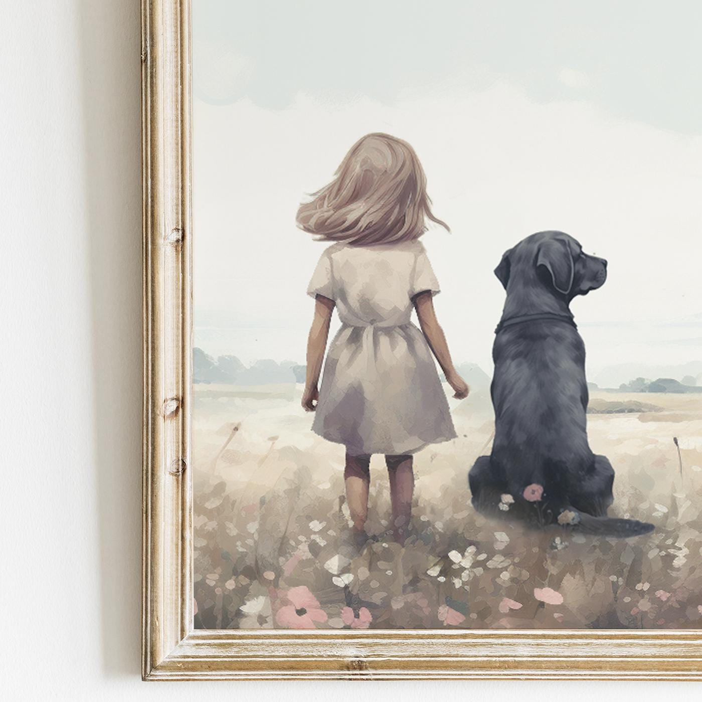 Labrador Nursery Prints, Girl & Dog Artwork, Dog - Themed Room Decor - WildfieldPrints