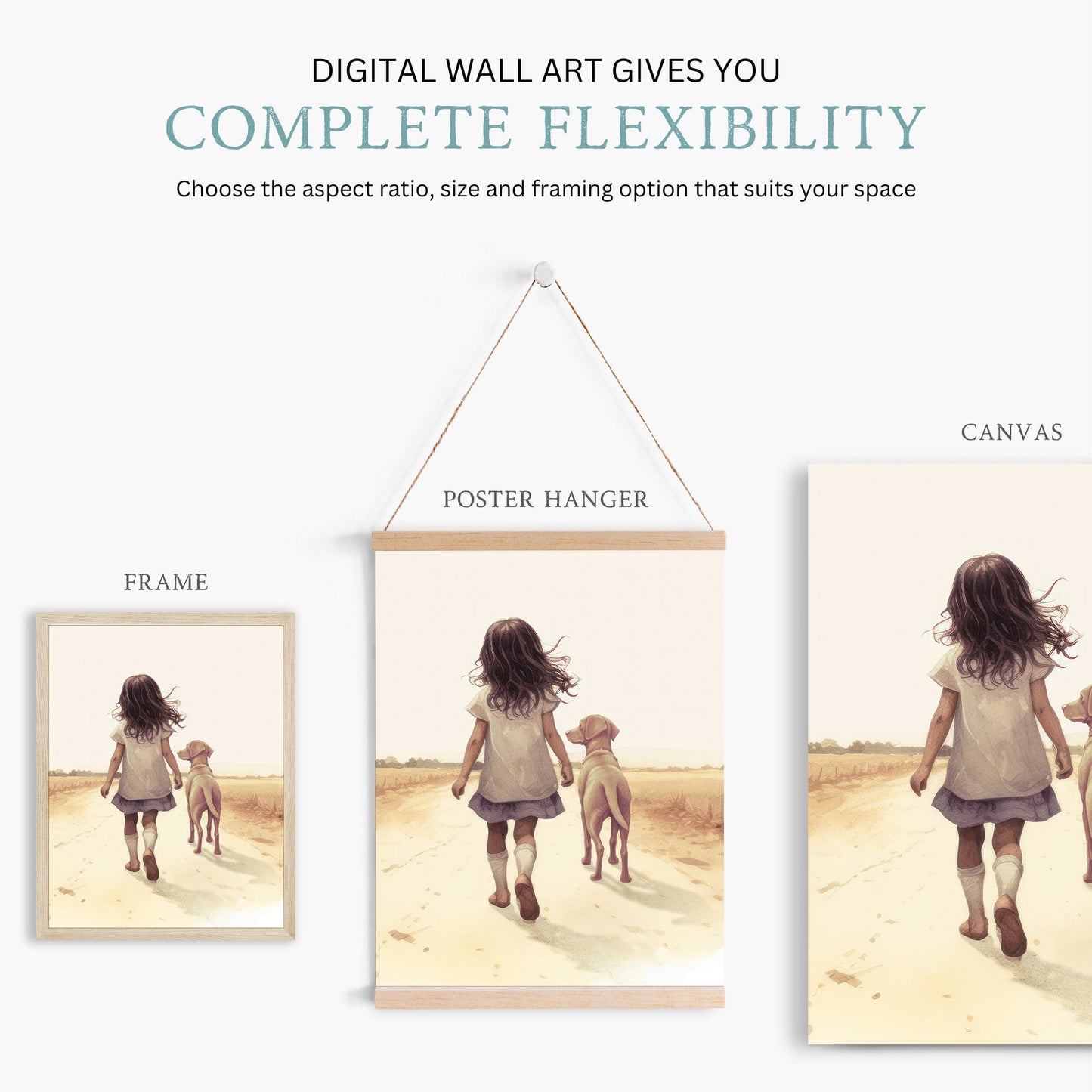 Labrador Nursery Prints, Girl & Dog Artwork, Puppy Room Decor - WildfieldPrints