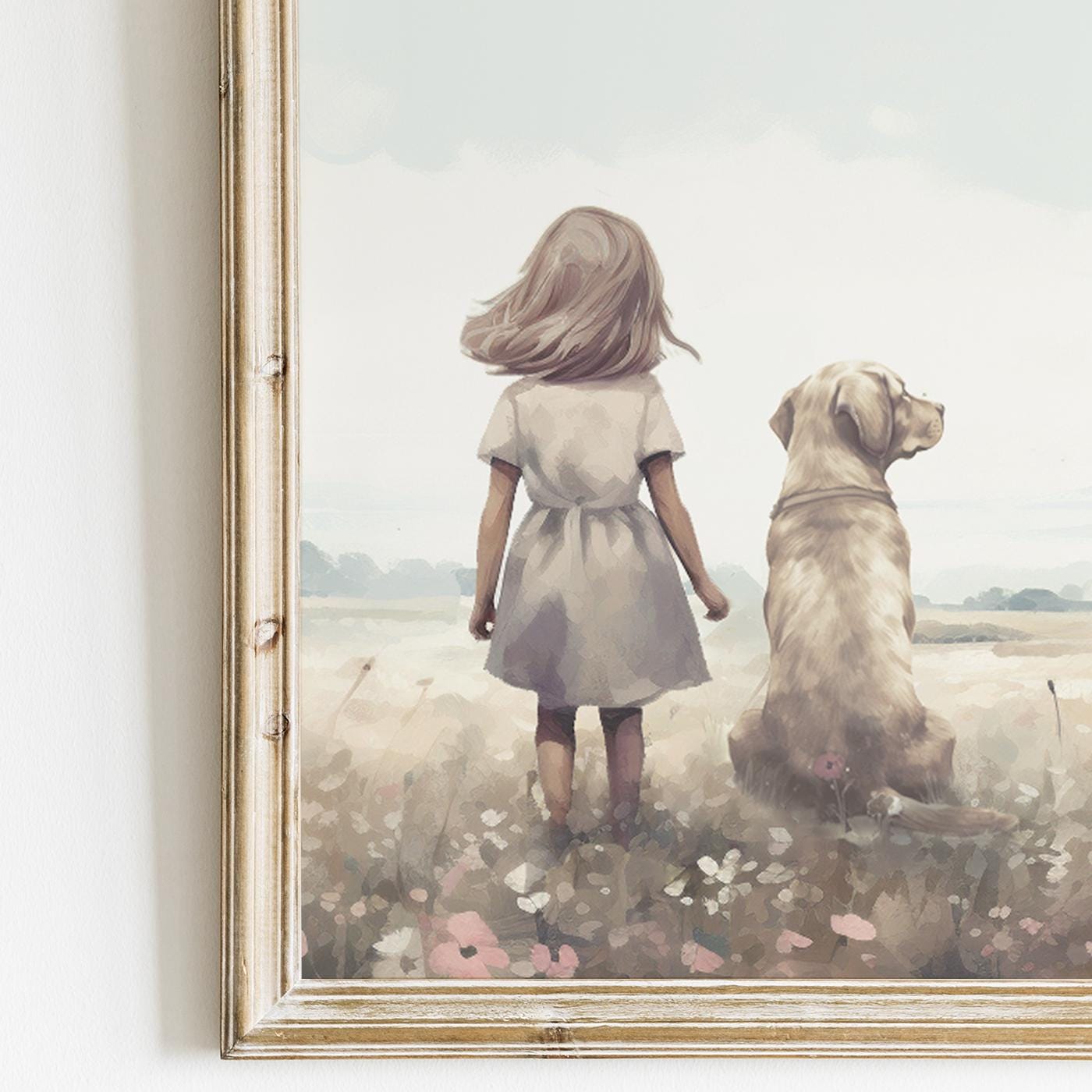 Labrador Nursery Prints, Yellow Lab Wall Decor, Dog Art for Girls - WildfieldPrints