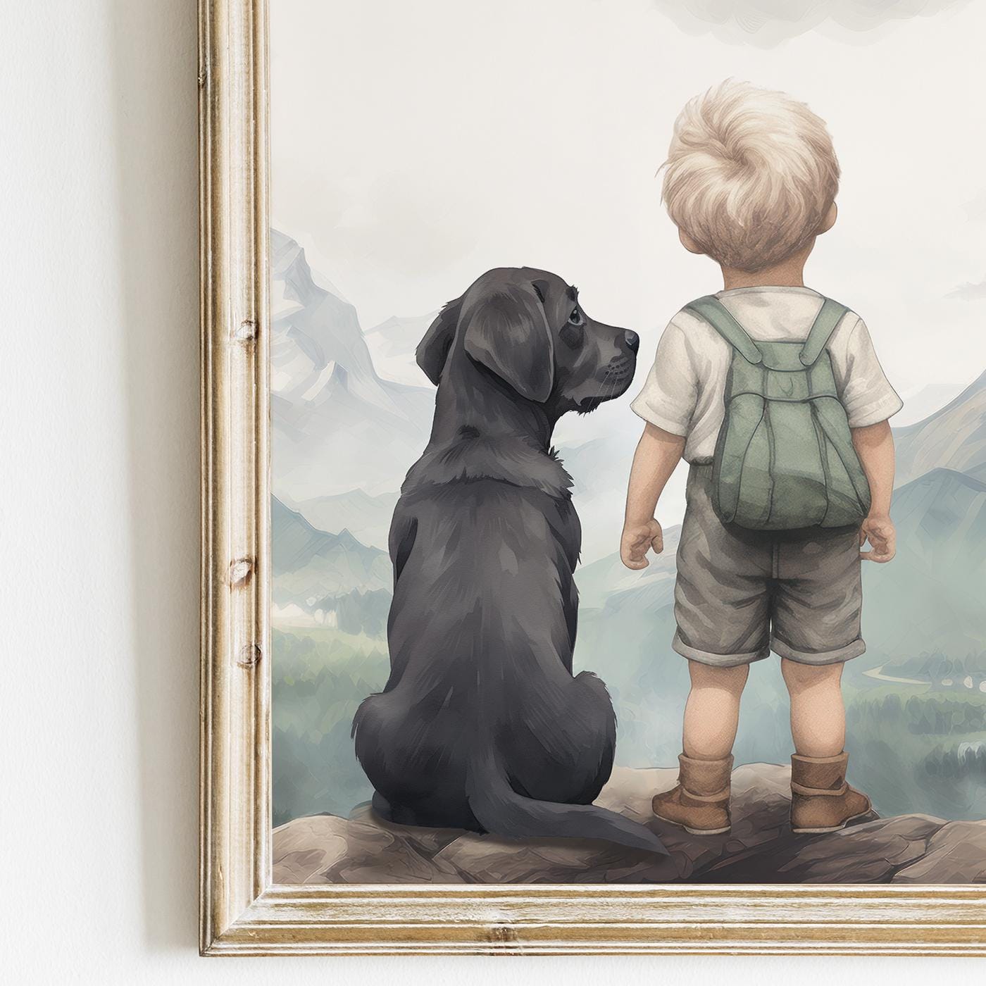 Labrador Prints for Boys, Black Labrador Nursery Decor, Dog Wall Art - WildfieldPrints