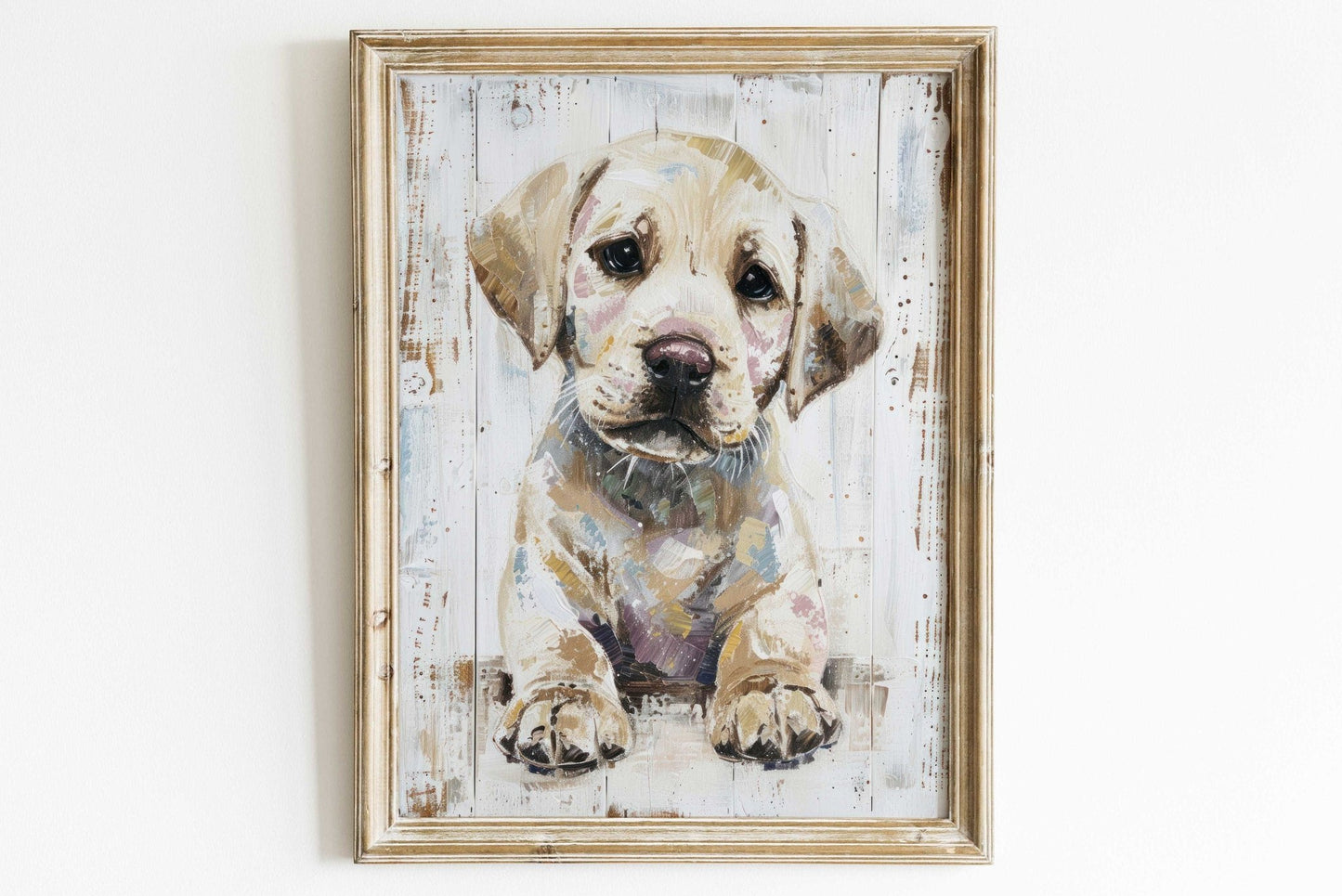 Labrador Puppy Prints, Vintage Dog Decor, Rustic Wall Art - WildfieldPrints
