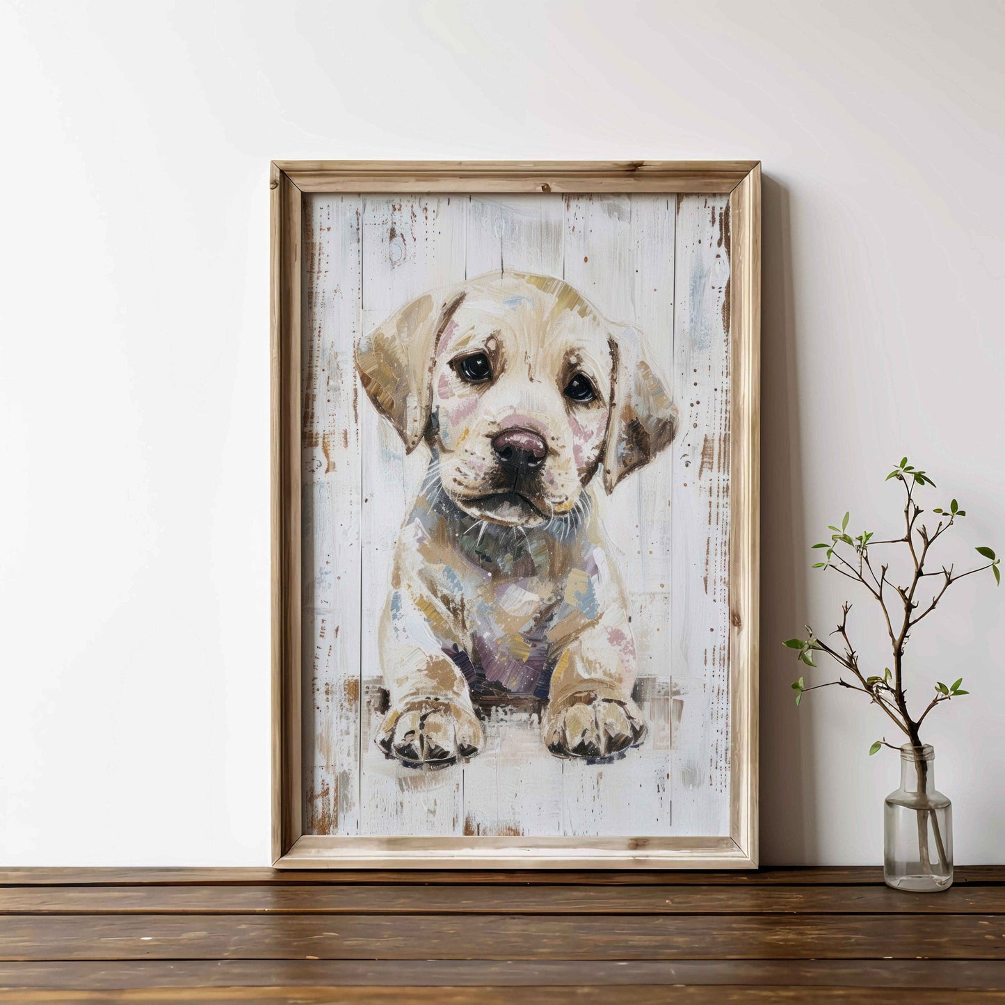 Labrador Puppy Prints, Vintage Dog Decor, Rustic Wall Art - WildfieldPrints