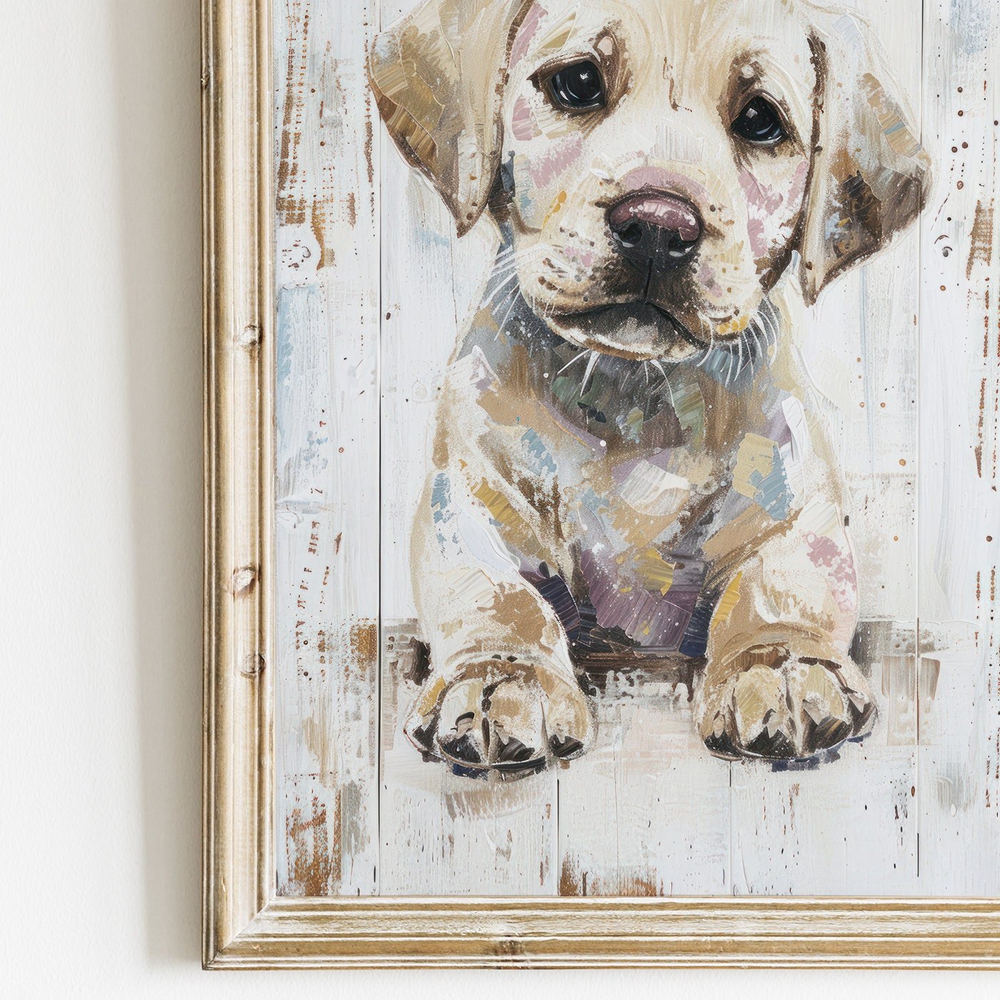 Labrador Puppy Prints, Vintage Dog Decor, Rustic Wall Art - WildfieldPrints