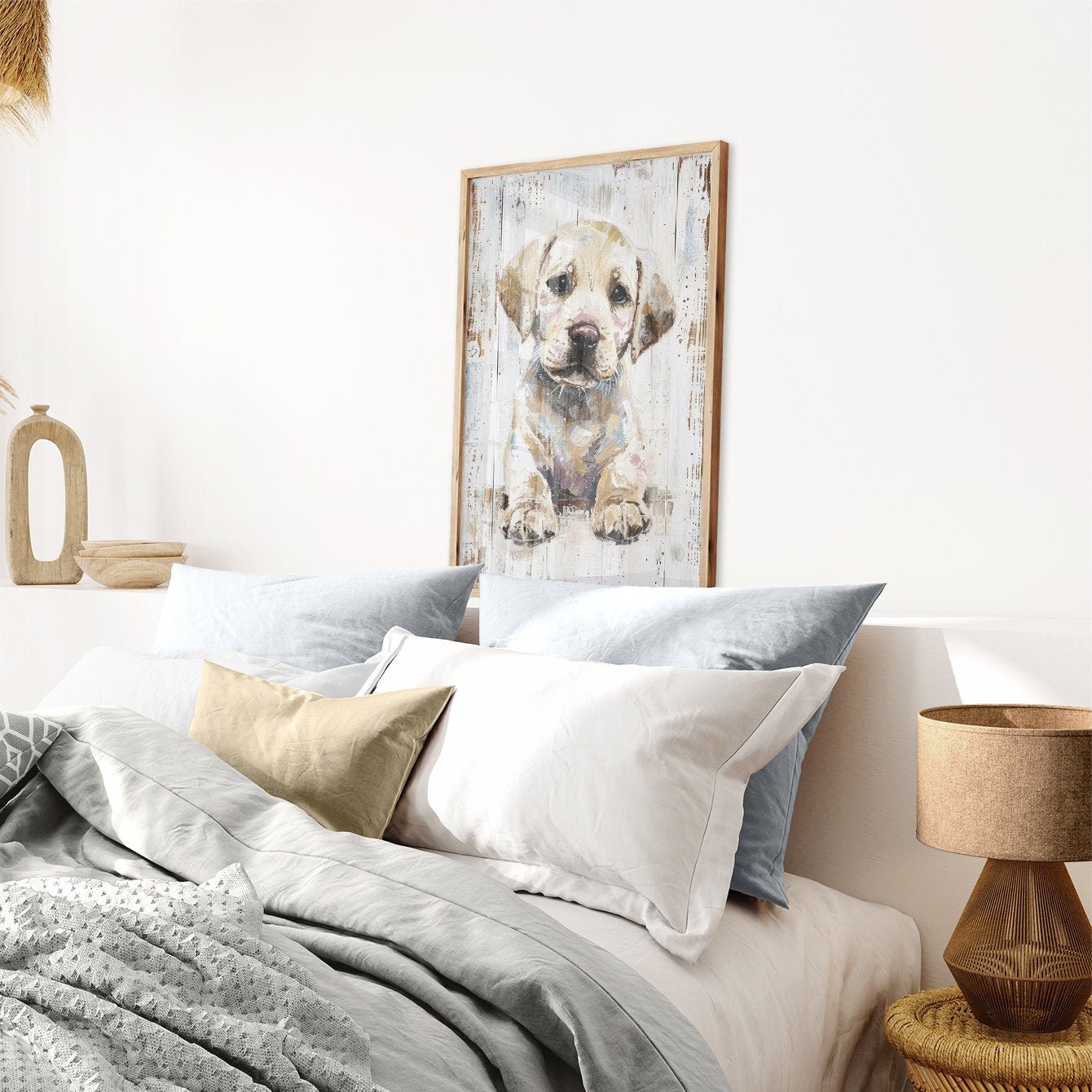 Labrador Puppy Prints, Vintage Dog Decor, Rustic Wall Art - WildfieldPrints