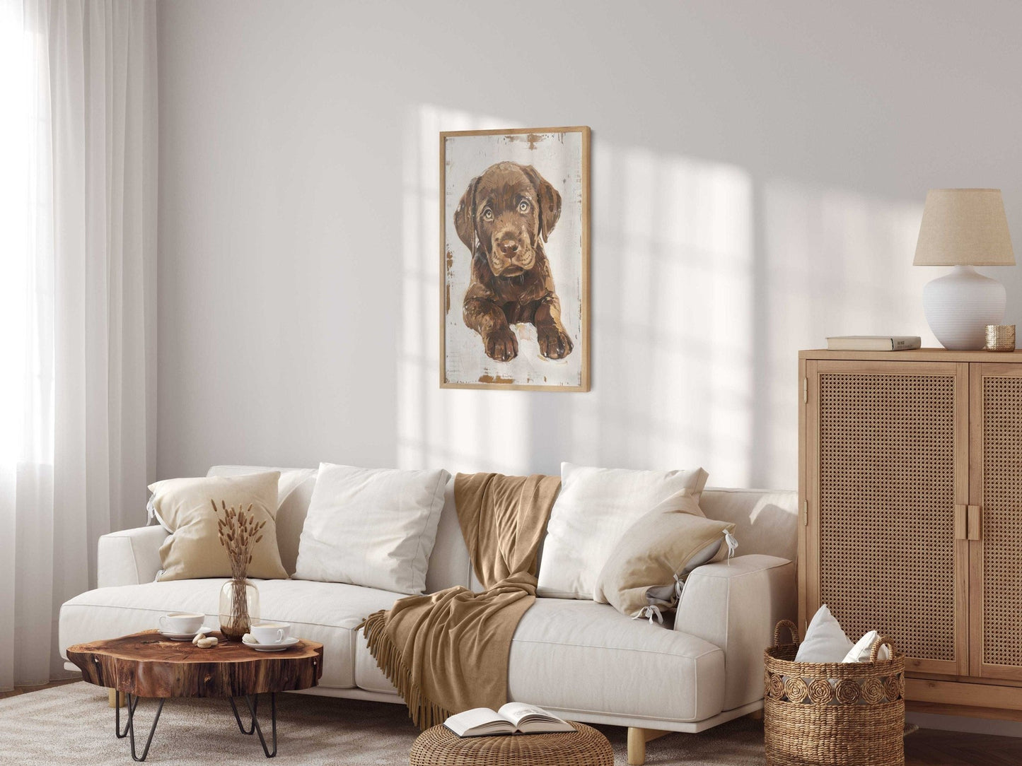 Labrador Puppy Wall Art, Rustic Dog Decor, Vintage Dog Portrait - WildfieldPrints