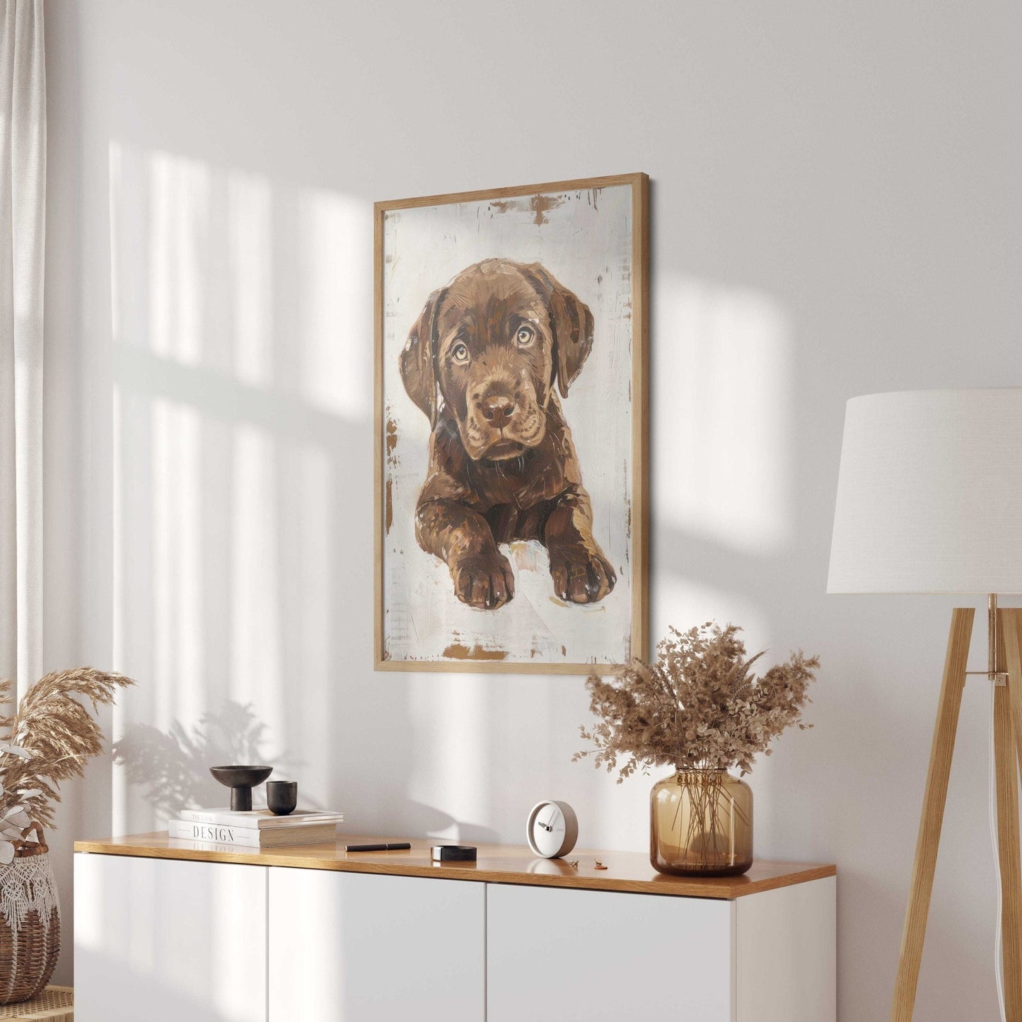 Labrador Puppy Wall Art, Rustic Dog Decor, Vintage Dog Portrait - WildfieldPrints