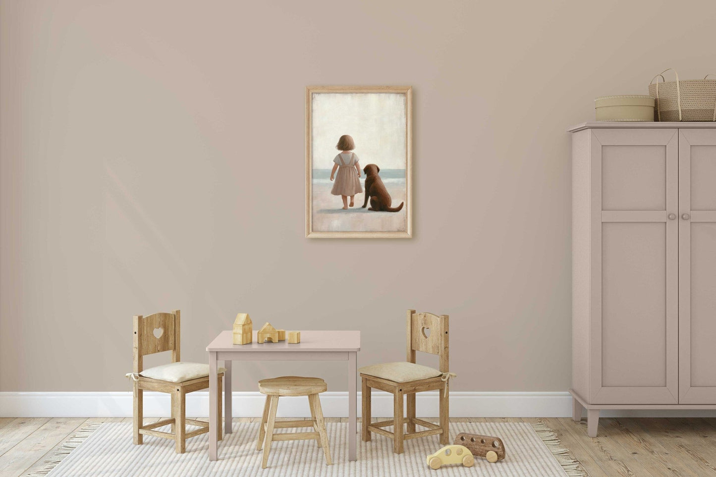 Labrador Retriever Nursery Print, Girl & Dog Wall Art, Puppy Decor - WildfieldPrints