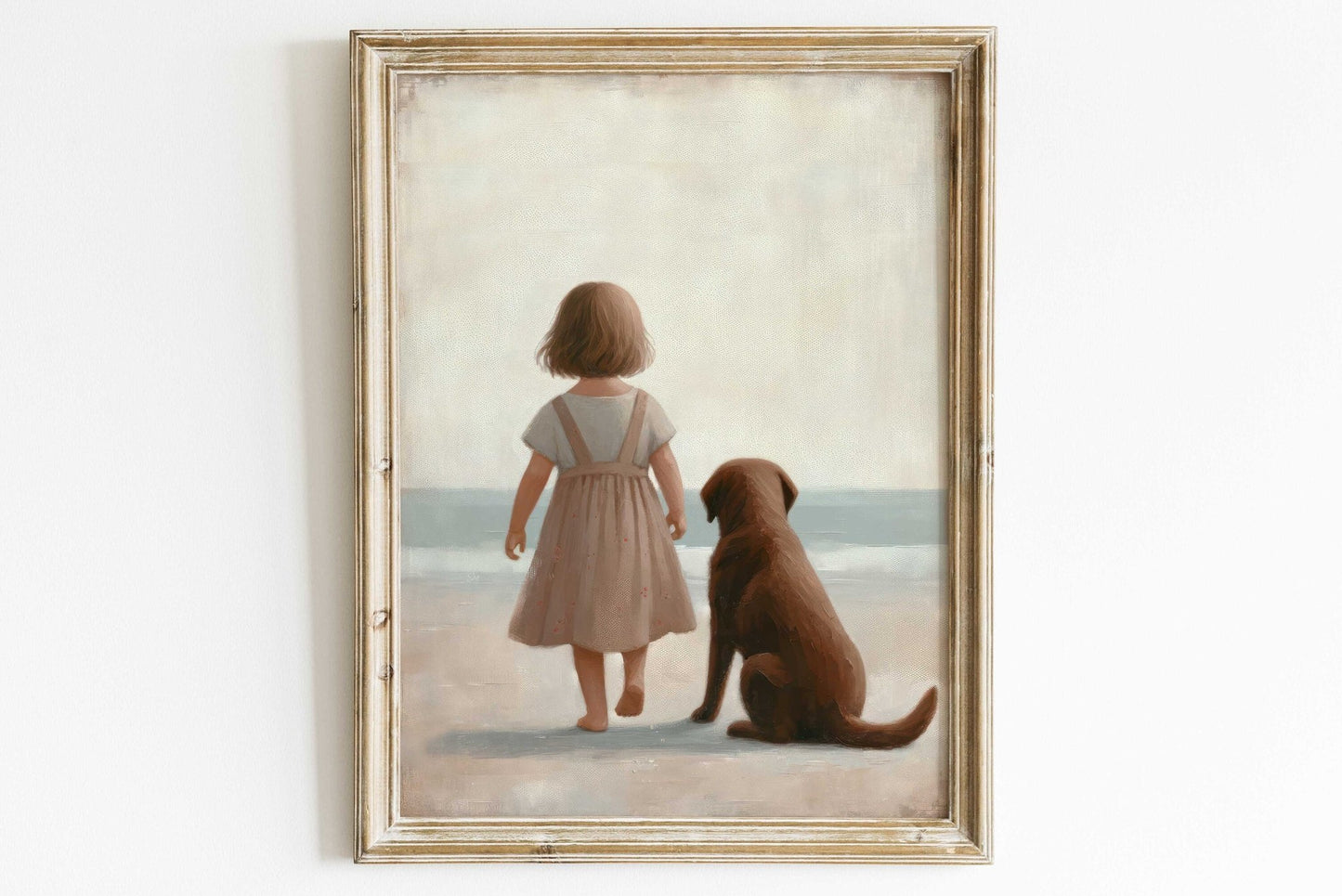 Labrador Retriever Nursery Print, Girl & Dog Wall Art, Puppy Decor - WildfieldPrints