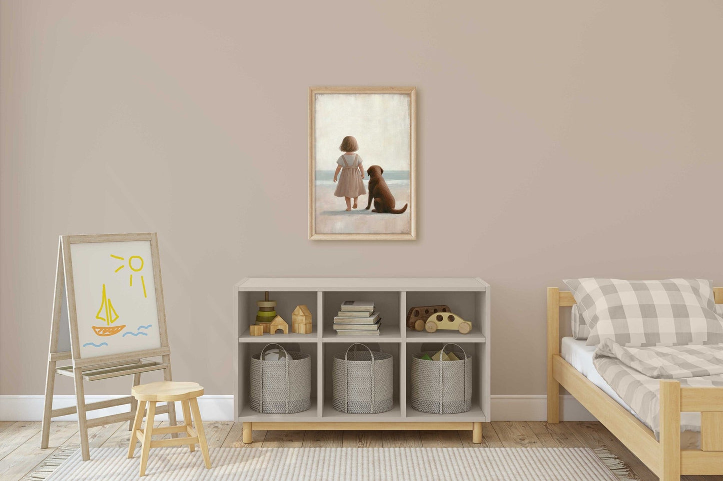 Labrador Retriever Nursery Print, Girl & Dog Wall Art, Puppy Decor - WildfieldPrints
