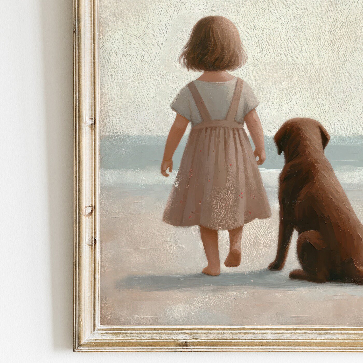 Labrador Retriever Nursery Print, Girl & Dog Wall Art, Puppy Decor - WildfieldPrints