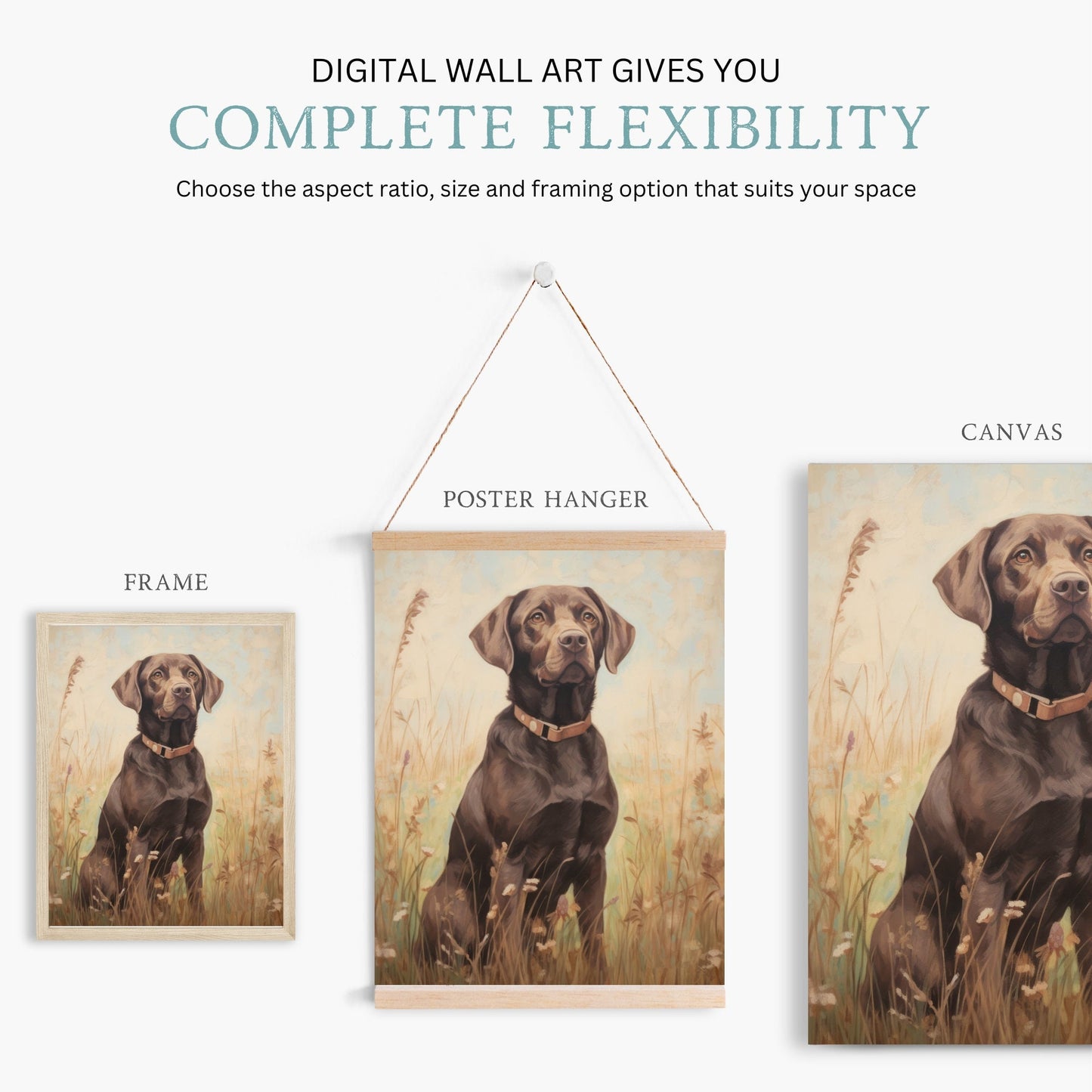 Labrador Wall Art, Vintage Dog and Flowers Decor, Perfect Gift for Dog Lovers - WildfieldPrints