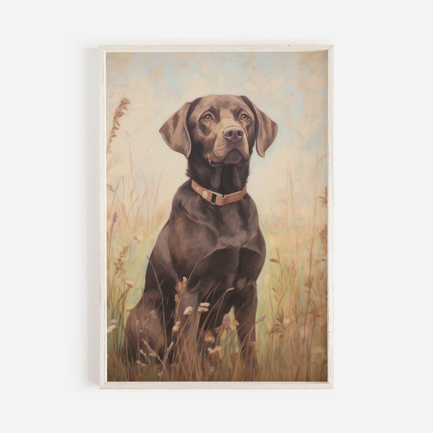 Labrador Wall Art, Vintage Dog and Flowers Decor, Perfect Gift for Dog Lovers - WildfieldPrints