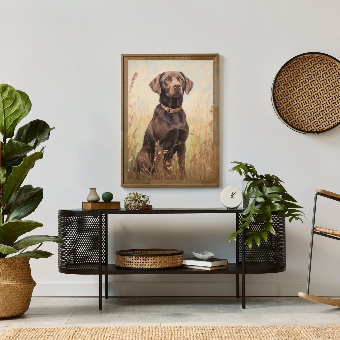 Labrador Wall Art, Vintage Dog and Flowers Decor, Perfect Gift for Dog Lovers - WildfieldPrints