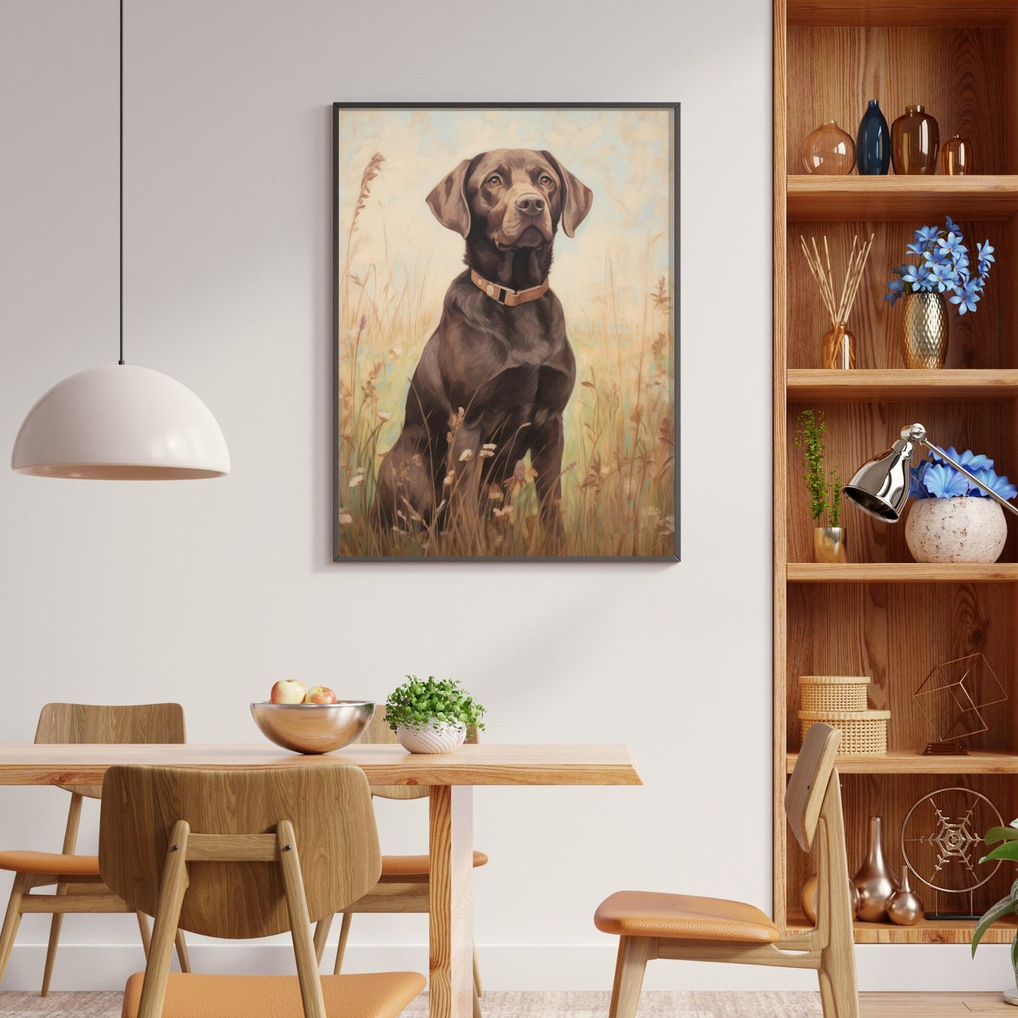Labrador Wall Art, Vintage Dog and Flowers Decor, Perfect Gift for Dog Lovers - WildfieldPrints