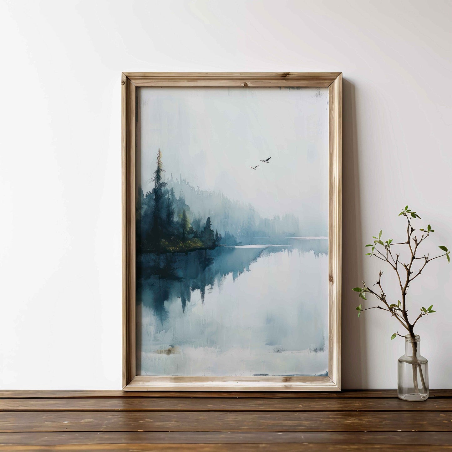 Lake and Forest Wall Art, Vintage Landscape Decor, Tranquil Nature Print - WildfieldPrints