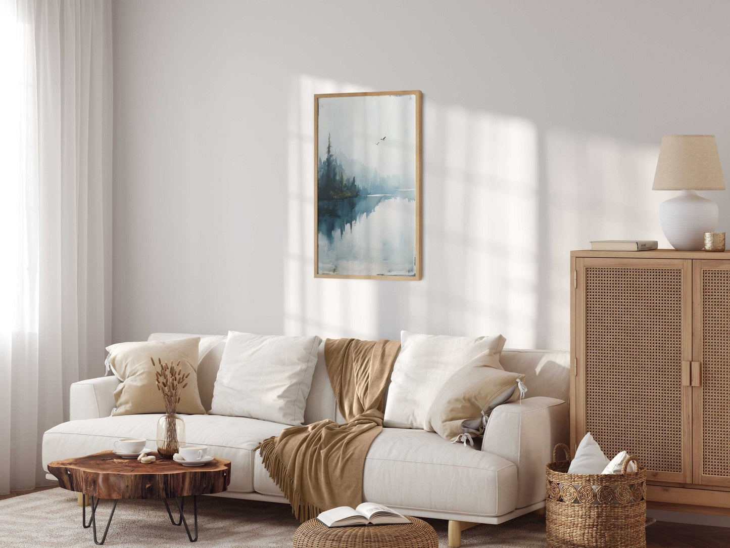 Lake and Forest Wall Art, Vintage Landscape Decor, Tranquil Nature Print - WildfieldPrints