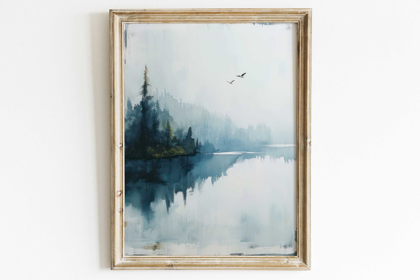 Lake and Forest Wall Art, Vintage Landscape Decor, Tranquil Nature Print - WildfieldPrints