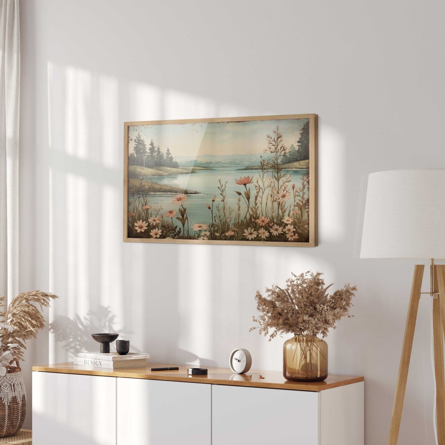 Lake Art Print, Forest & Mountain Landscape, Wildflower Wall Decor - WildfieldPrints