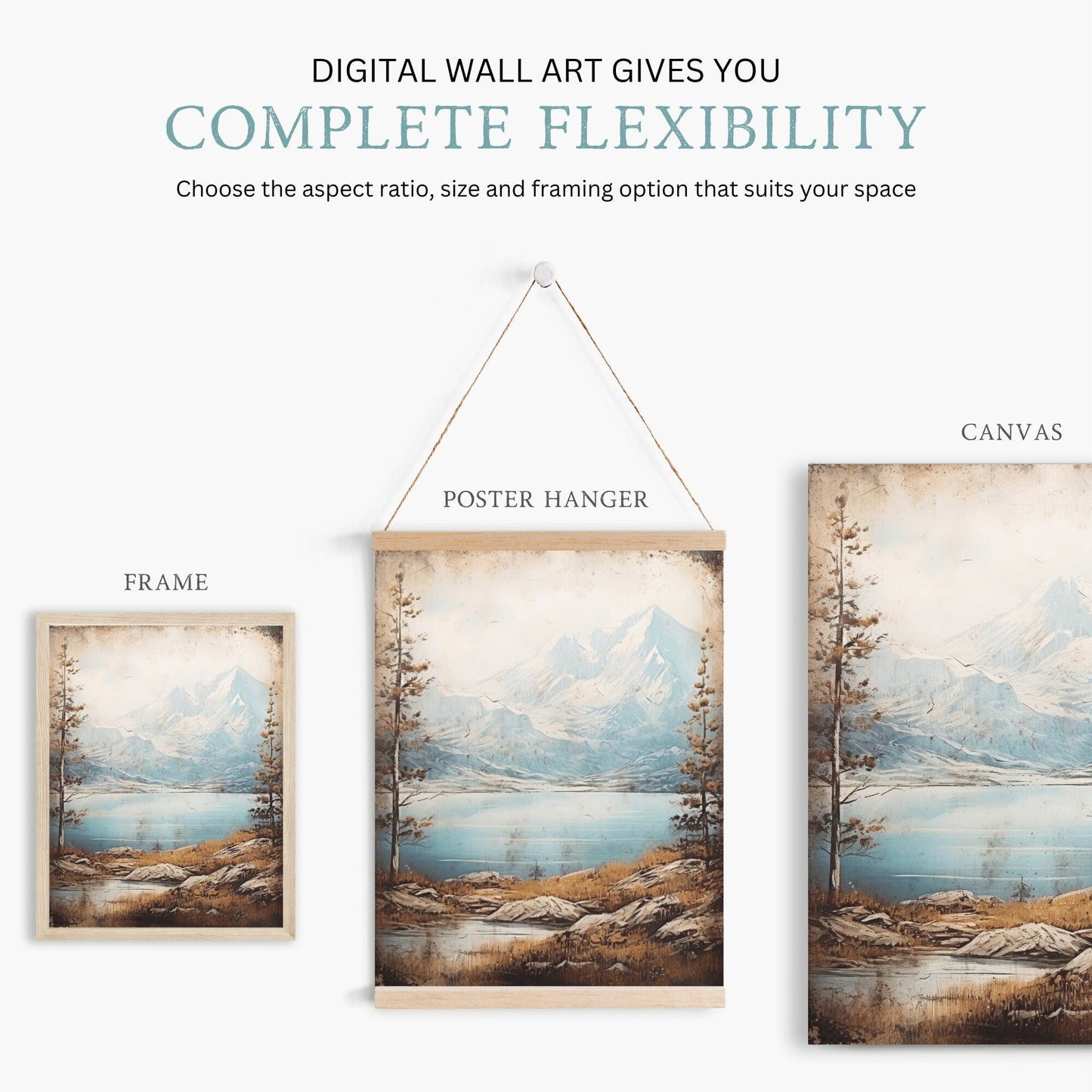 Lake & Mountain Prints, Rustic Landscape Decor, Scenic Nature Art - WildfieldPrints